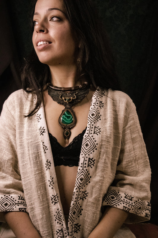Malachite Earth Goddess necklace