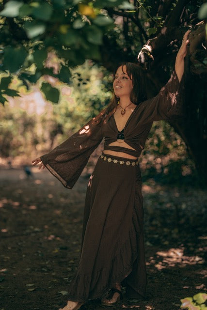 Nomad Flamenco Wrap Skirt - Dark Brown