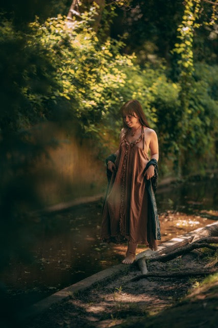 Woodland Muse Maxi Dress - Light Brown