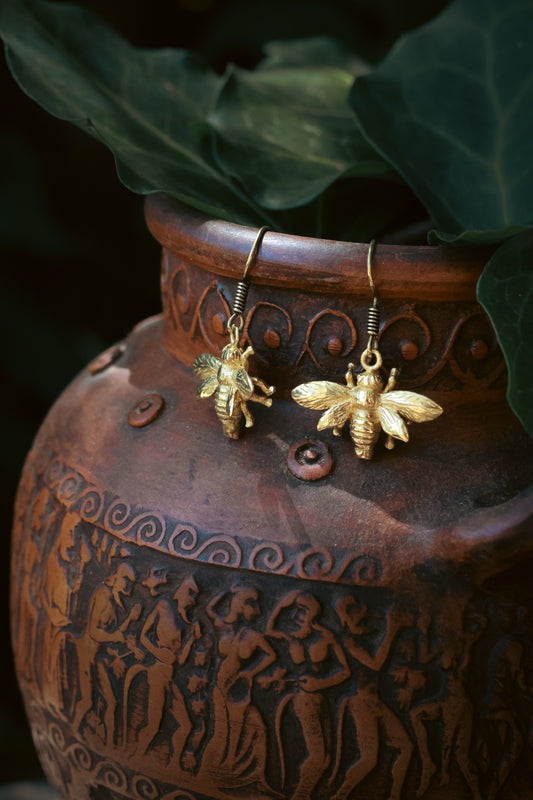 Brass Earrings - Bee