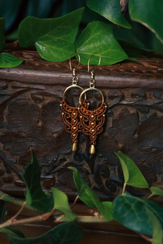 Rusted Earth macrame earrings