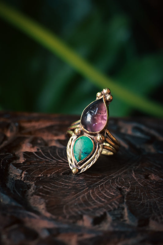 Handmade Amethyst and Turquoise ring