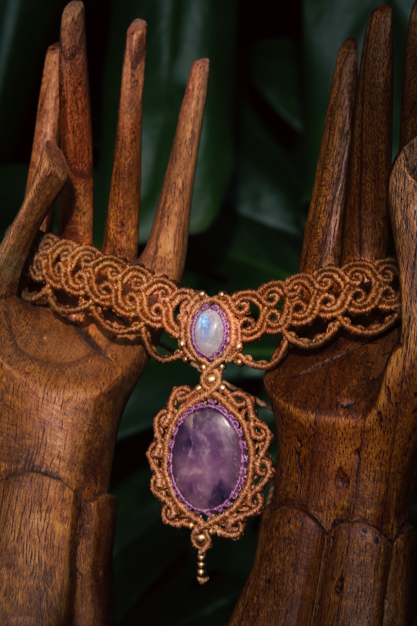 Moonstone and Amethyst choker