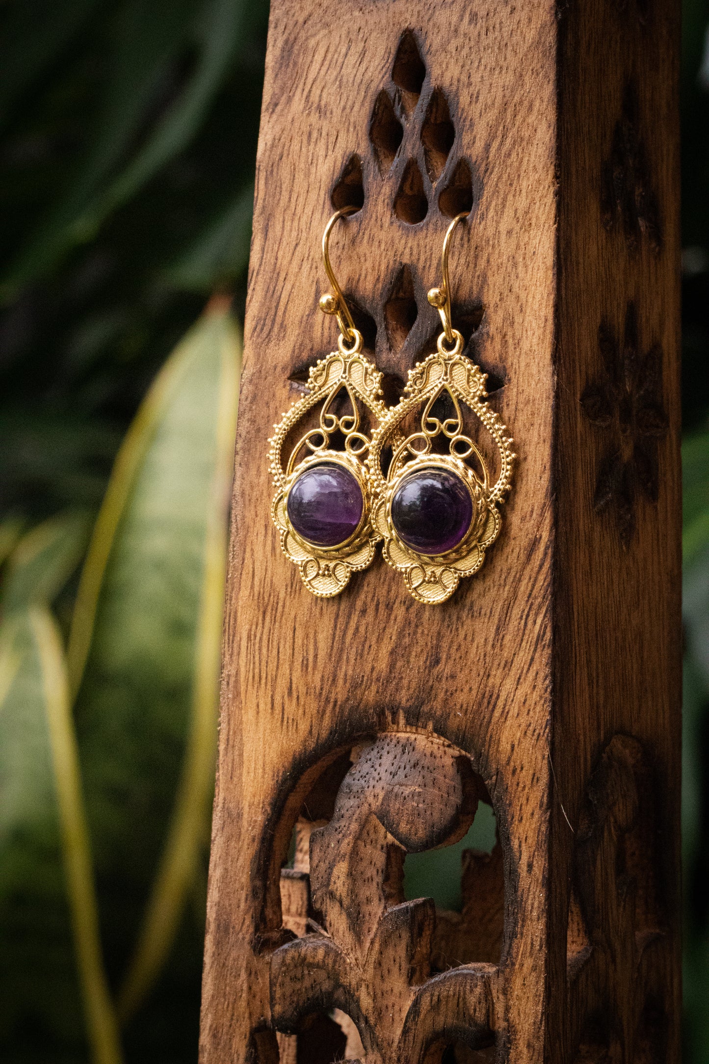 Brass Earring - Lapis lazuli