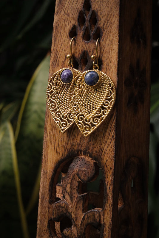 Brass Earring - Lapis lazuli