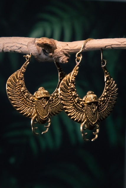 Brass Scarab Earring