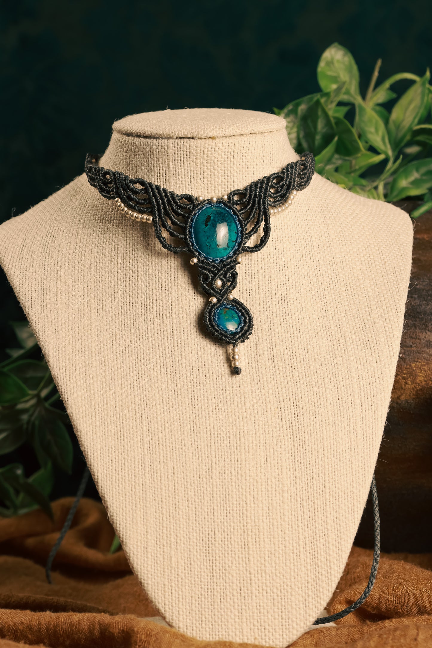 Double turquoise choker necklace