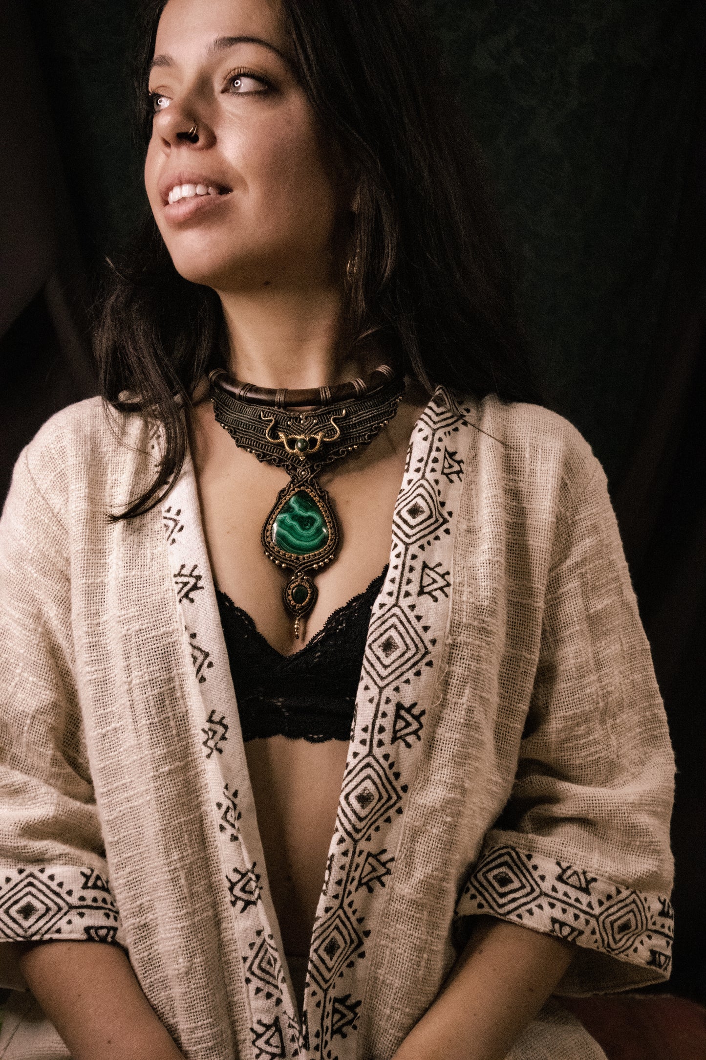Malachite Earth Goddess necklace