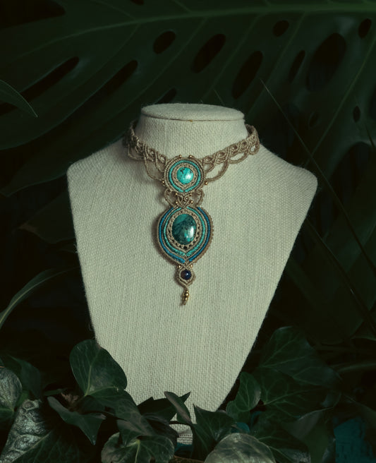 Tibetan Turquoise macrame necklace