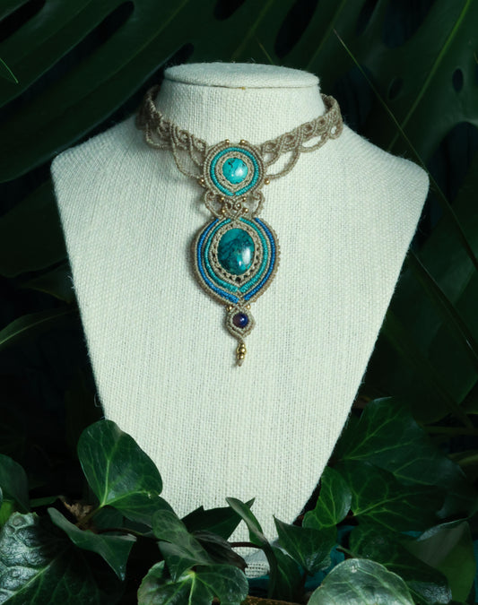 Tibetan Turquoise macrame necklace