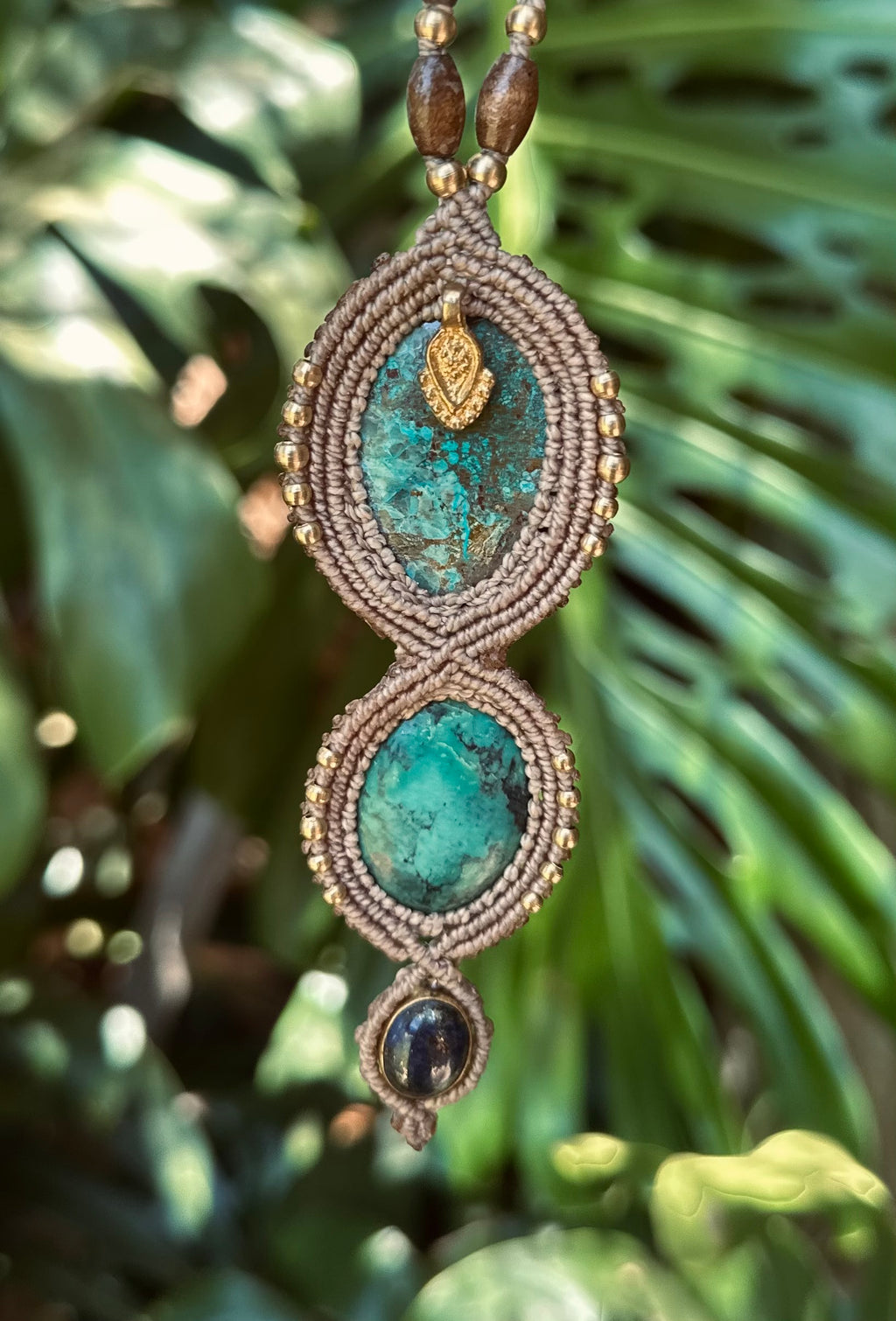 Chrysocolla Turquoise triple pendant