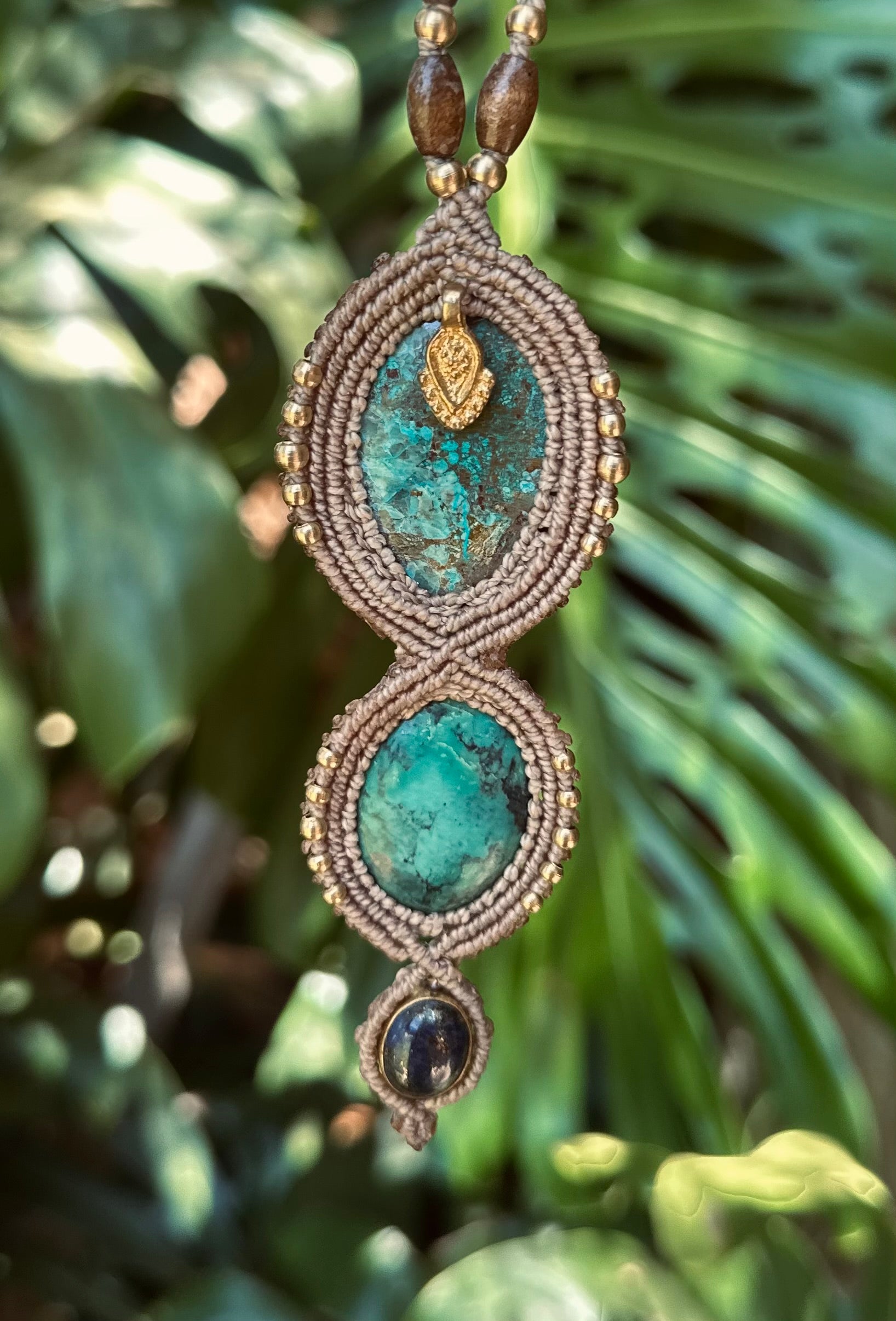 Chrysocolla Turquoise triple pendant