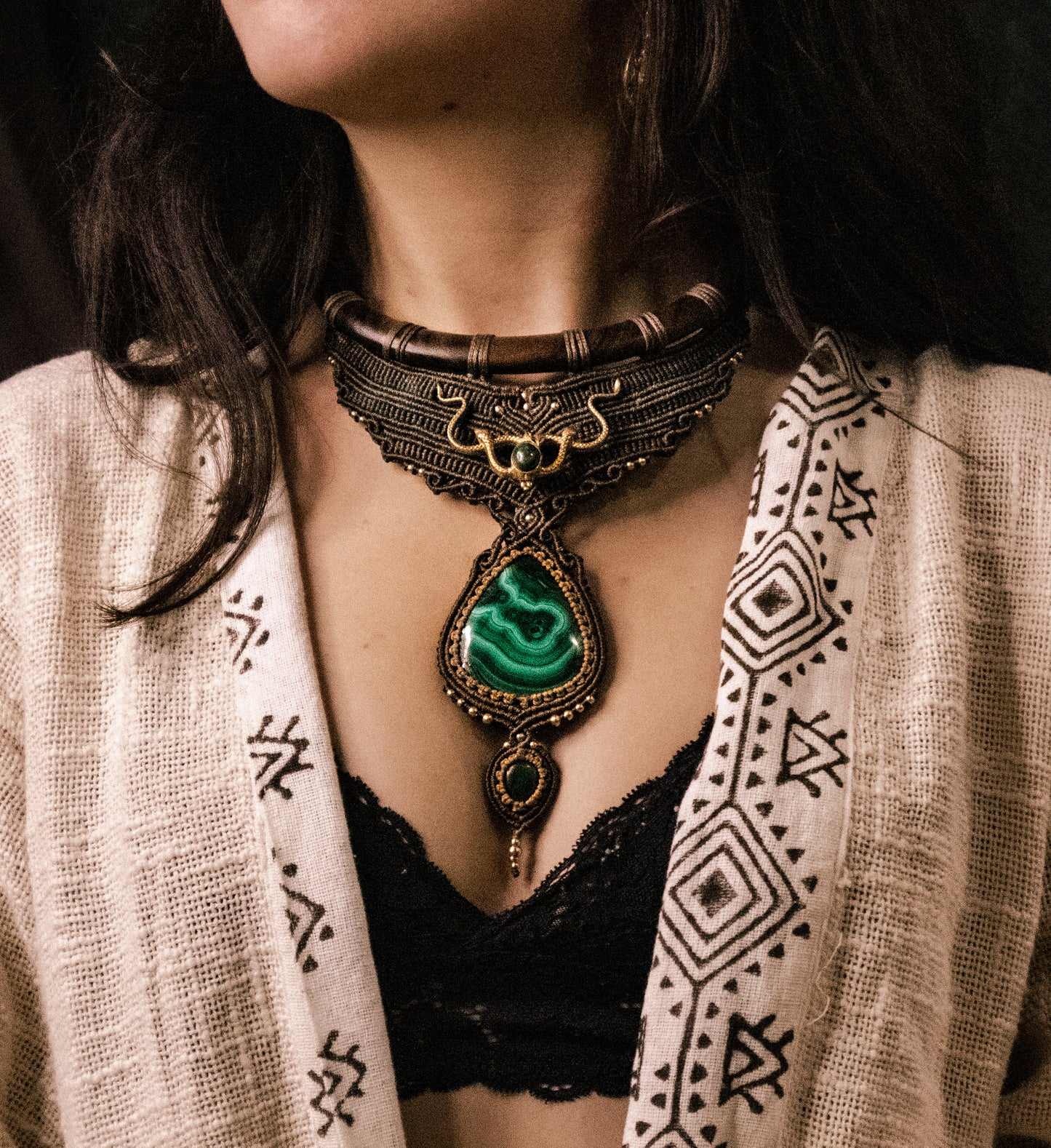 Malachite Earth Goddess necklace