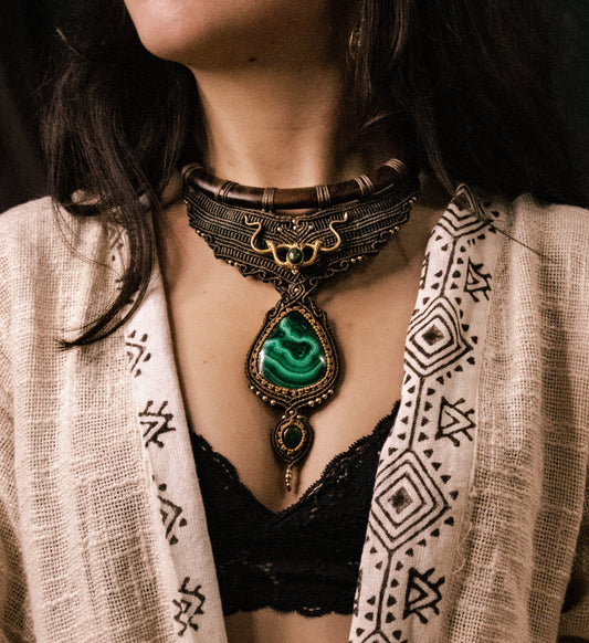 Malachite Earth Goddess necklace