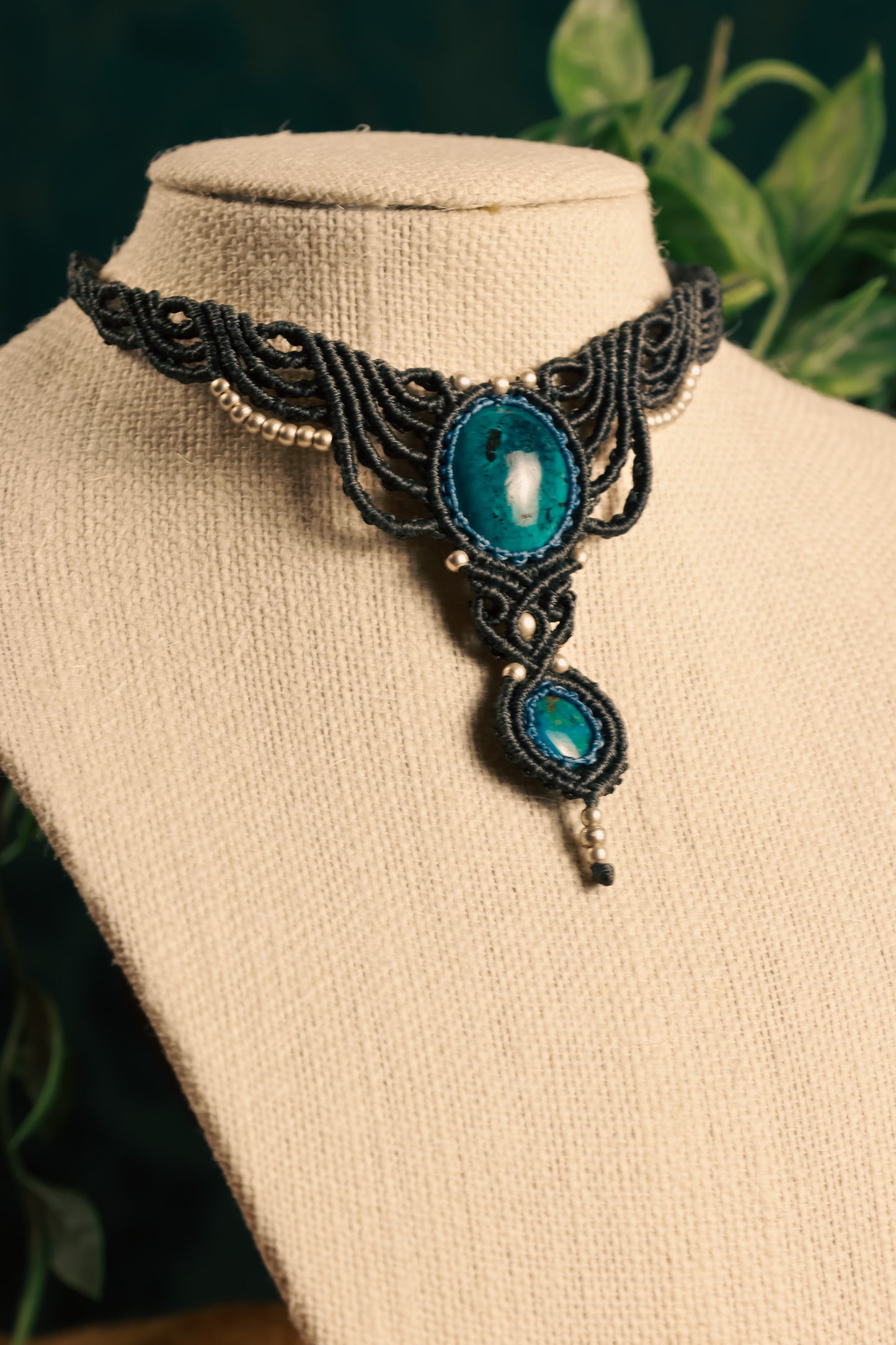 Double turquoise choker necklace