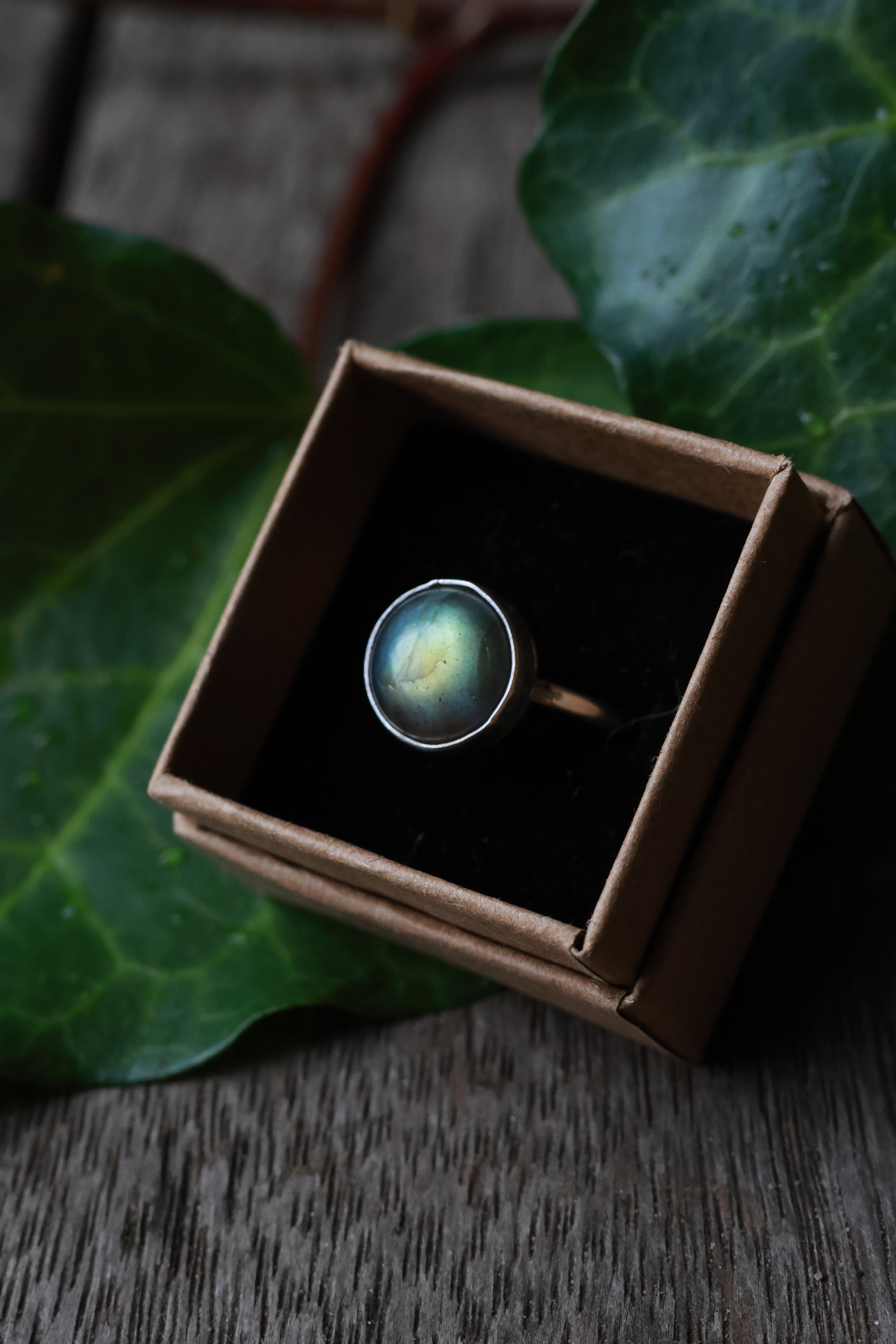Green labradorite ring 925 silver