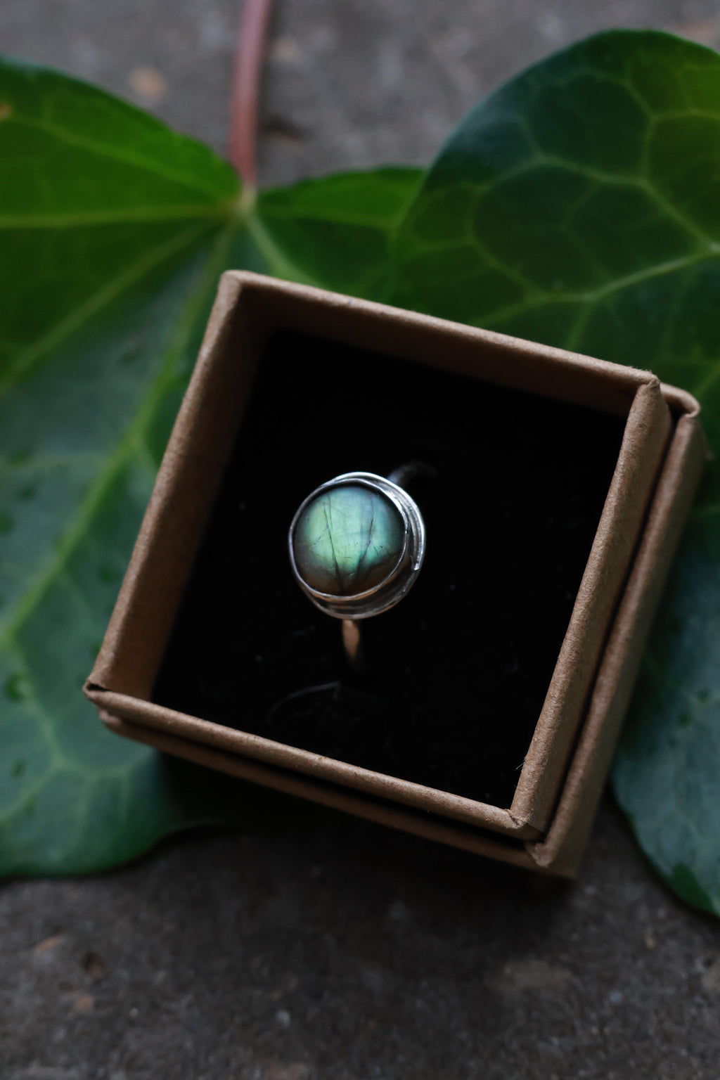 Green labradorite ring 925 silver