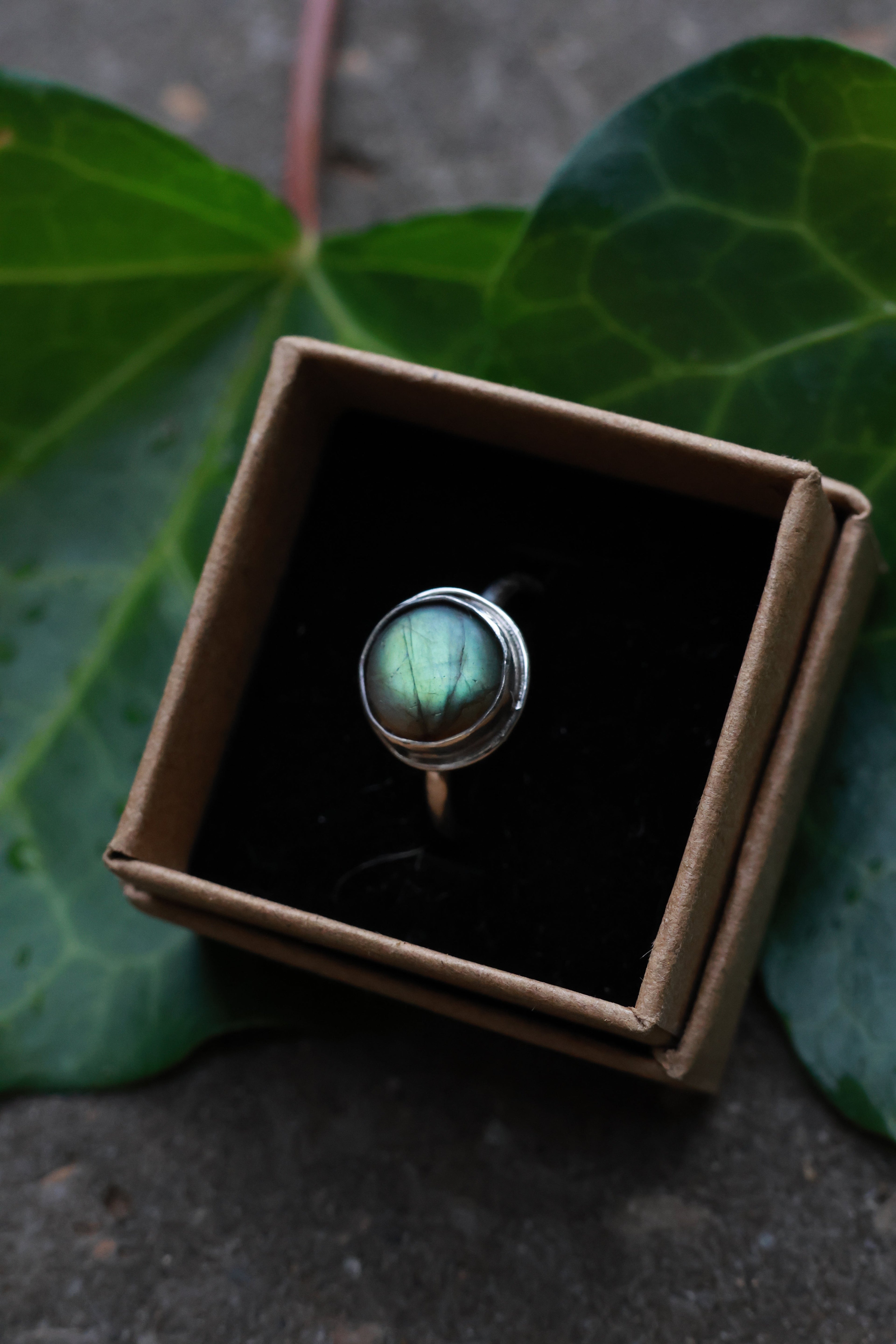 Green labradorite ring 925 silver