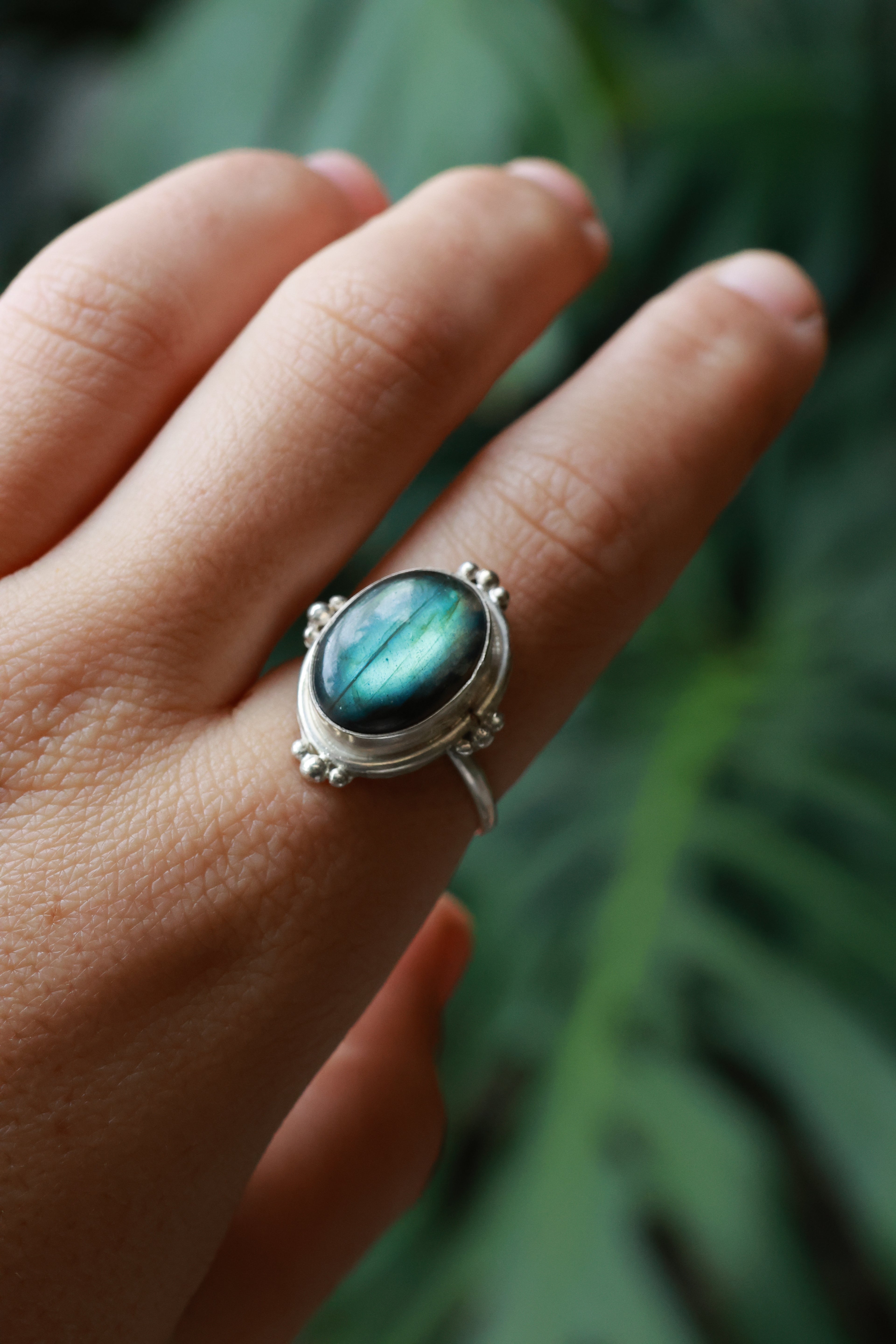 Chunky labradorite ring 925 silver