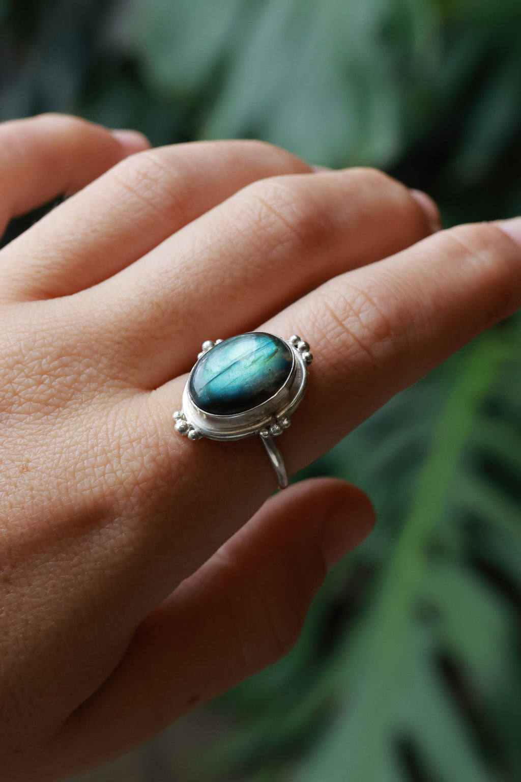 Chunky labradorite ring 925 silver