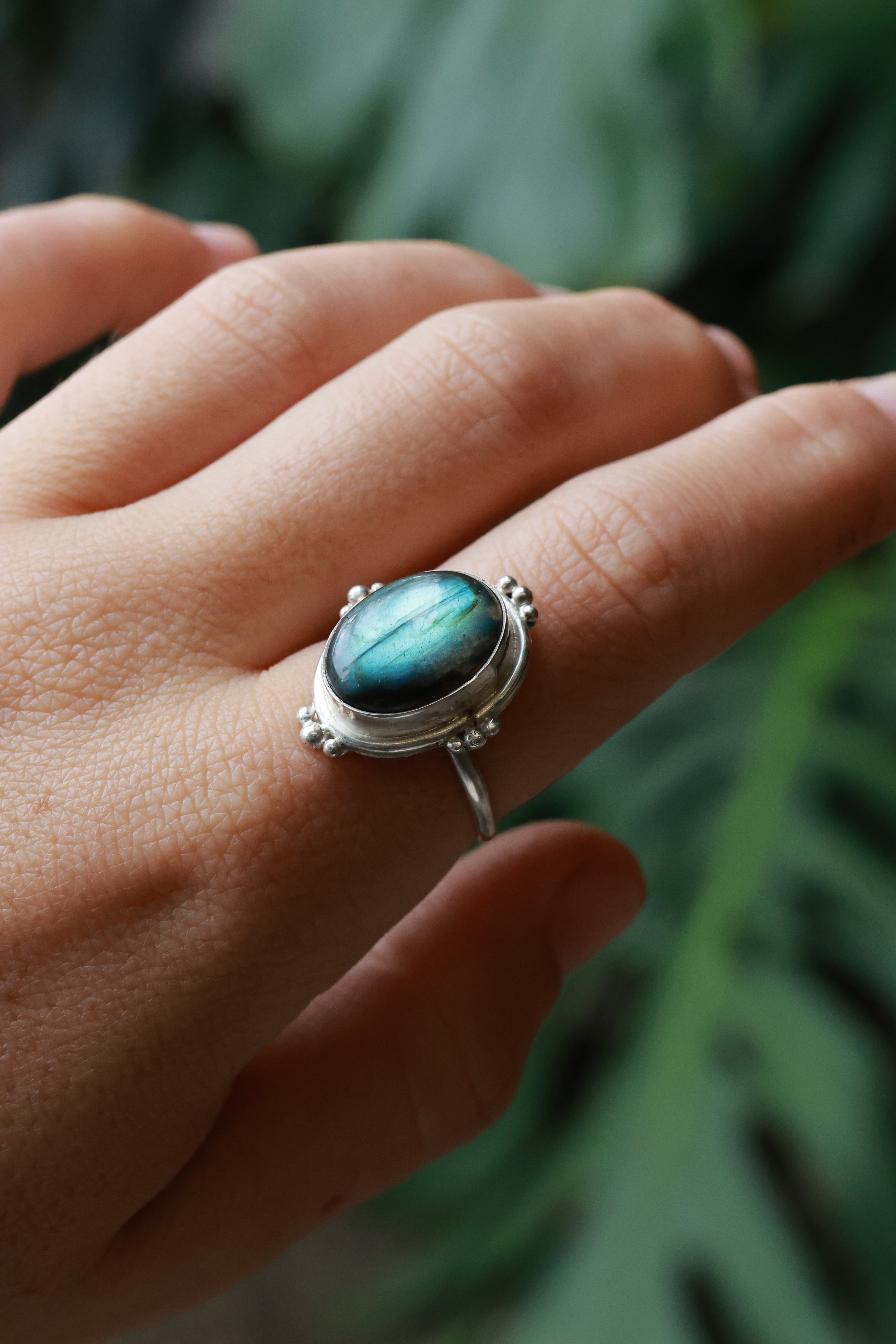 Chunky labradorite ring 925 silver
