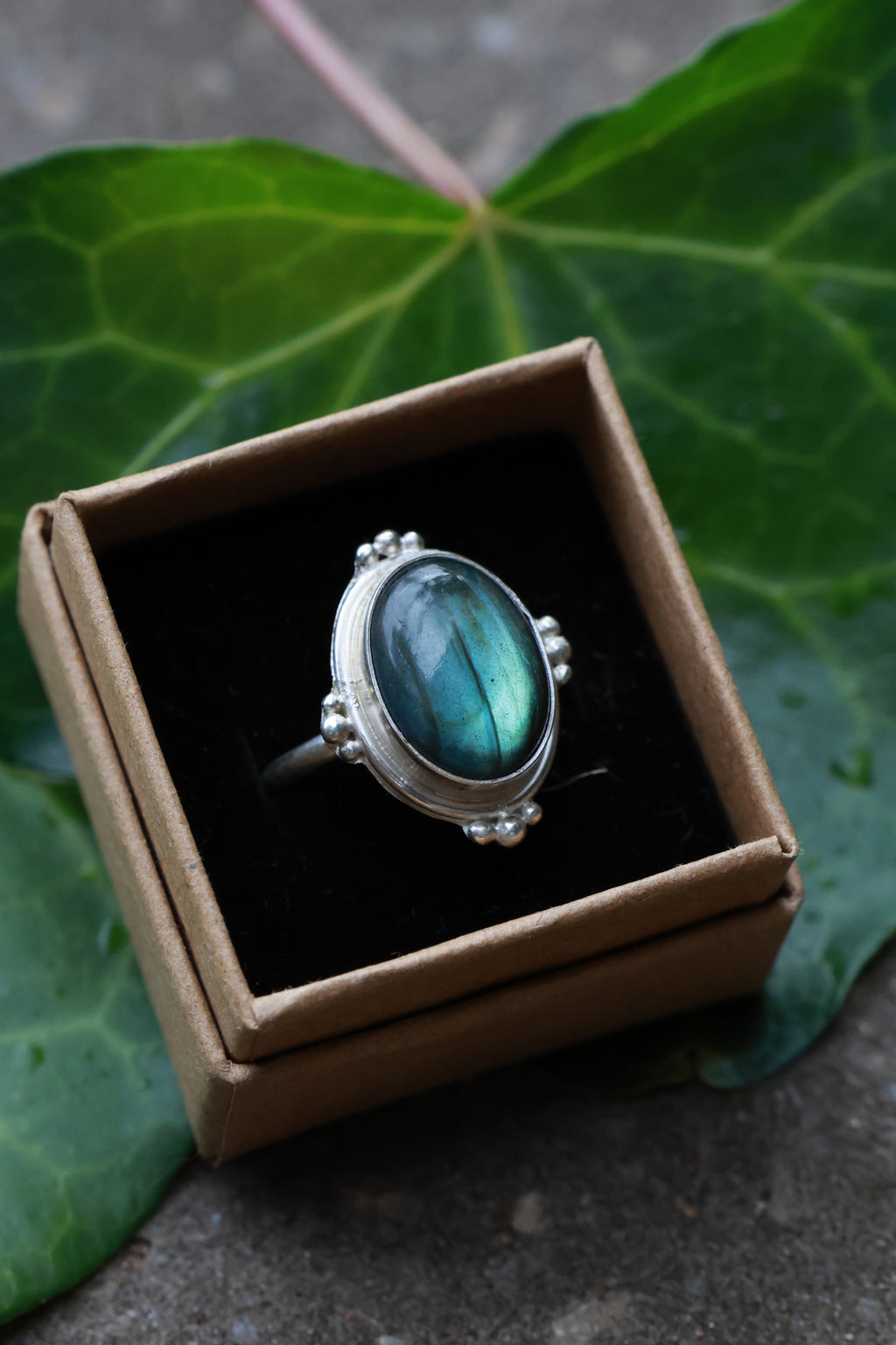 Chunky labradorite ring 925 silver