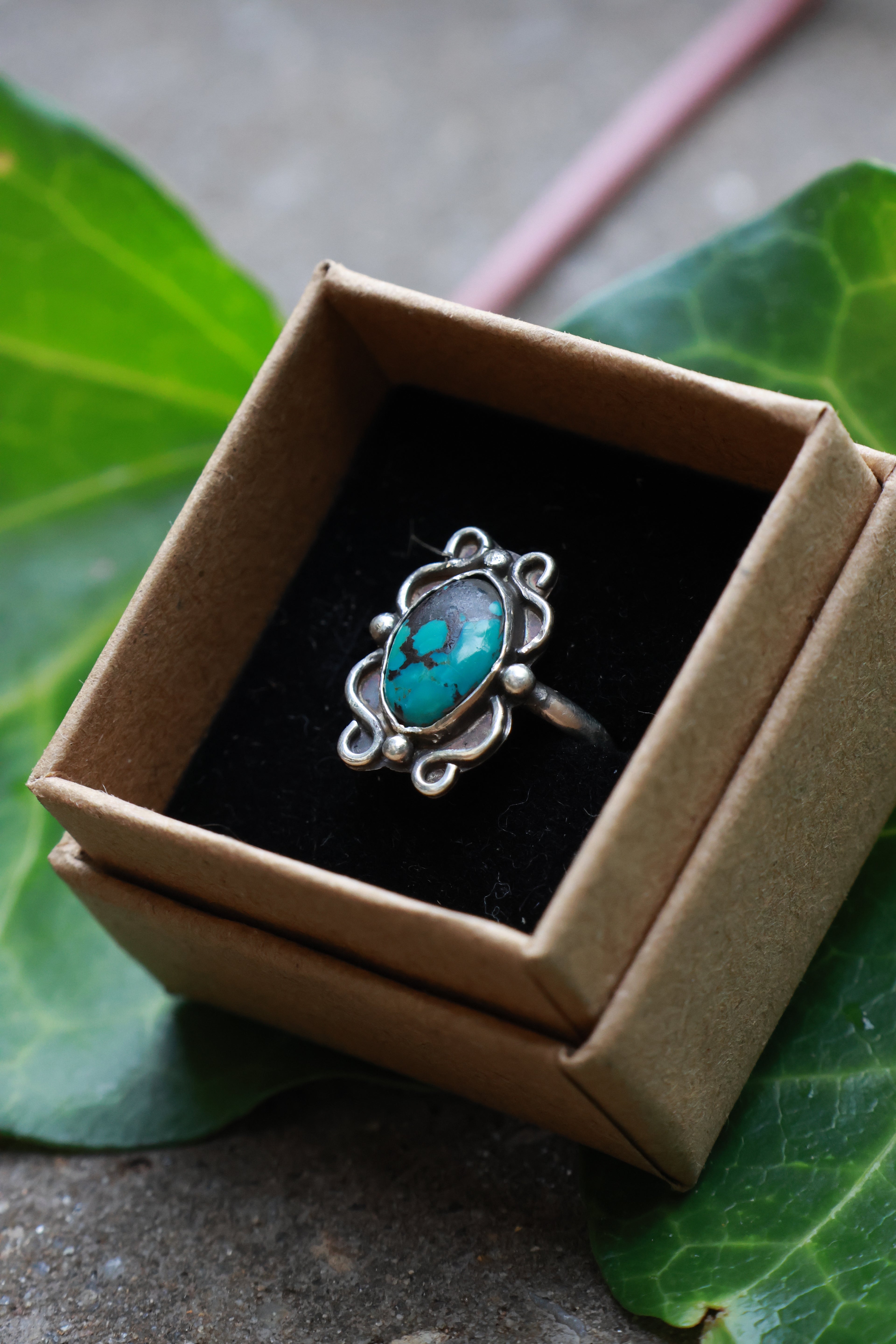 Tibetan turquoise ring 925 silver