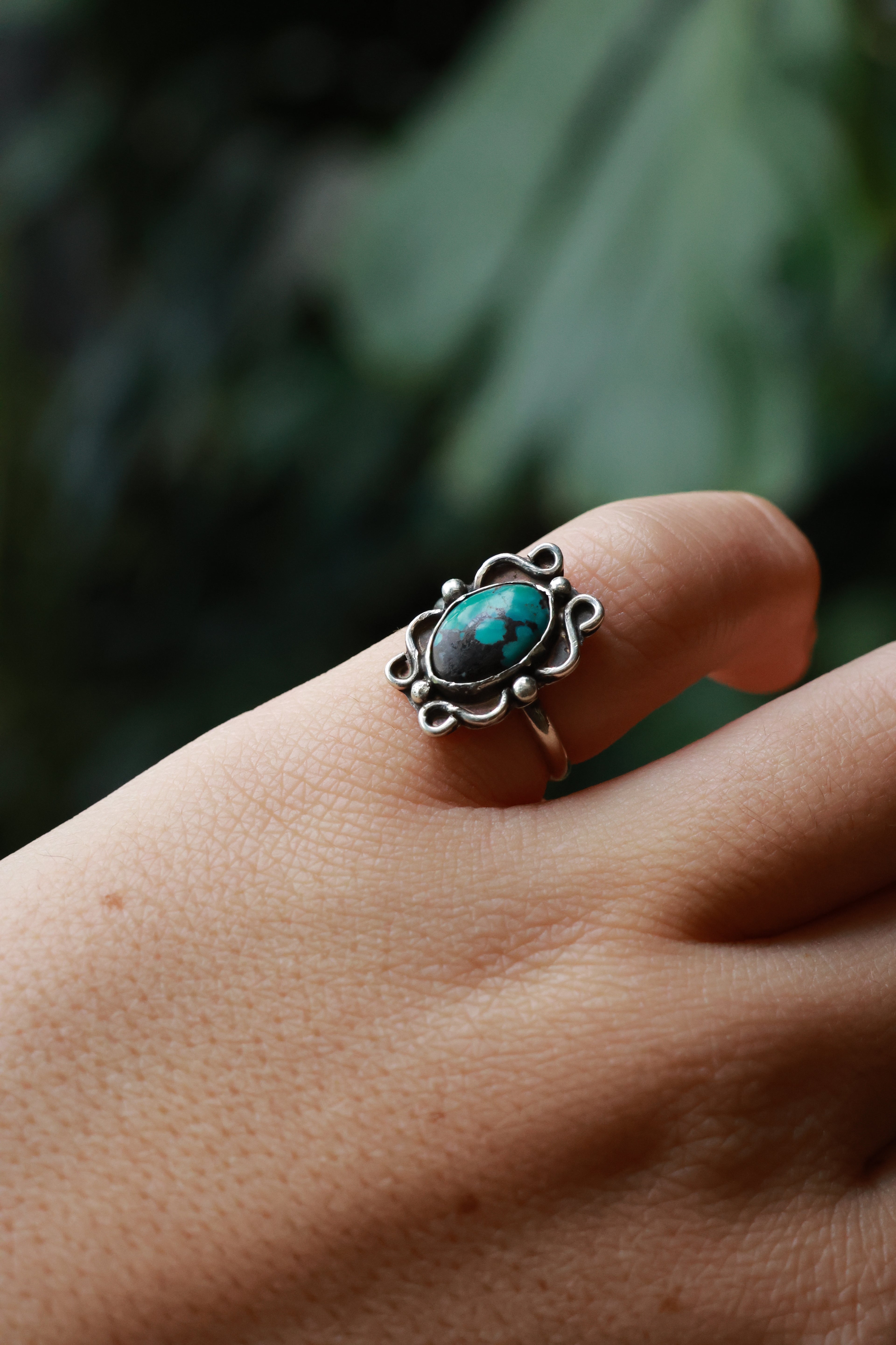 Tibetan turquoise ring 925 silver