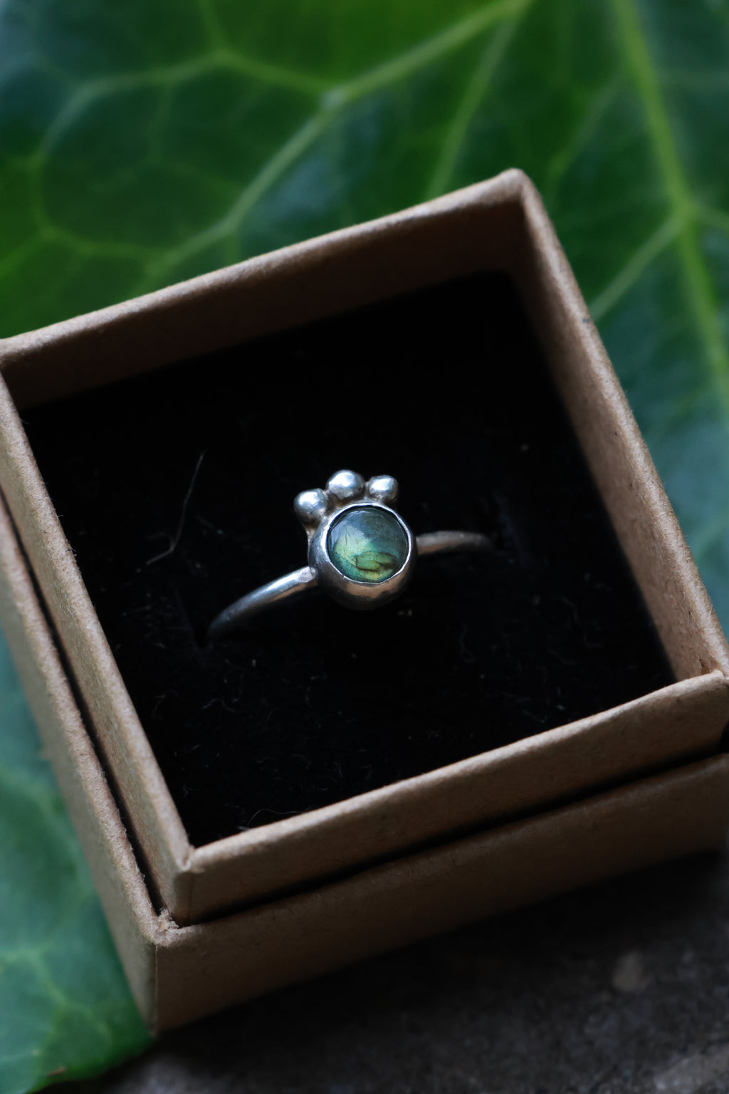 Green labradorite 925 silver ring