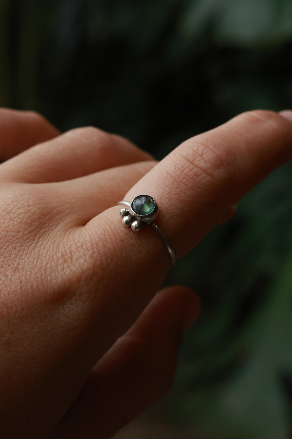 Green labradorite 925 silver ring