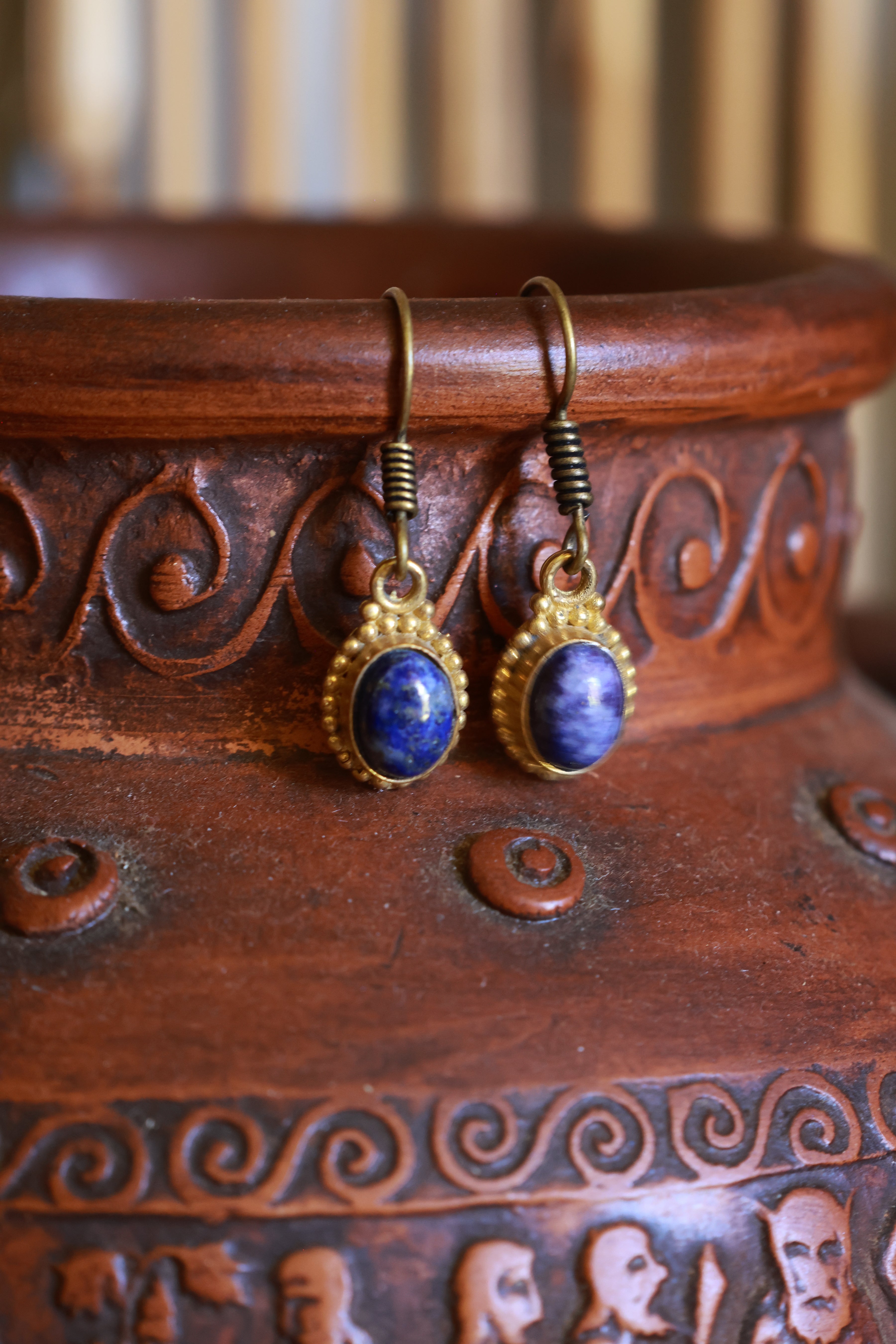 Brass earrings - oval