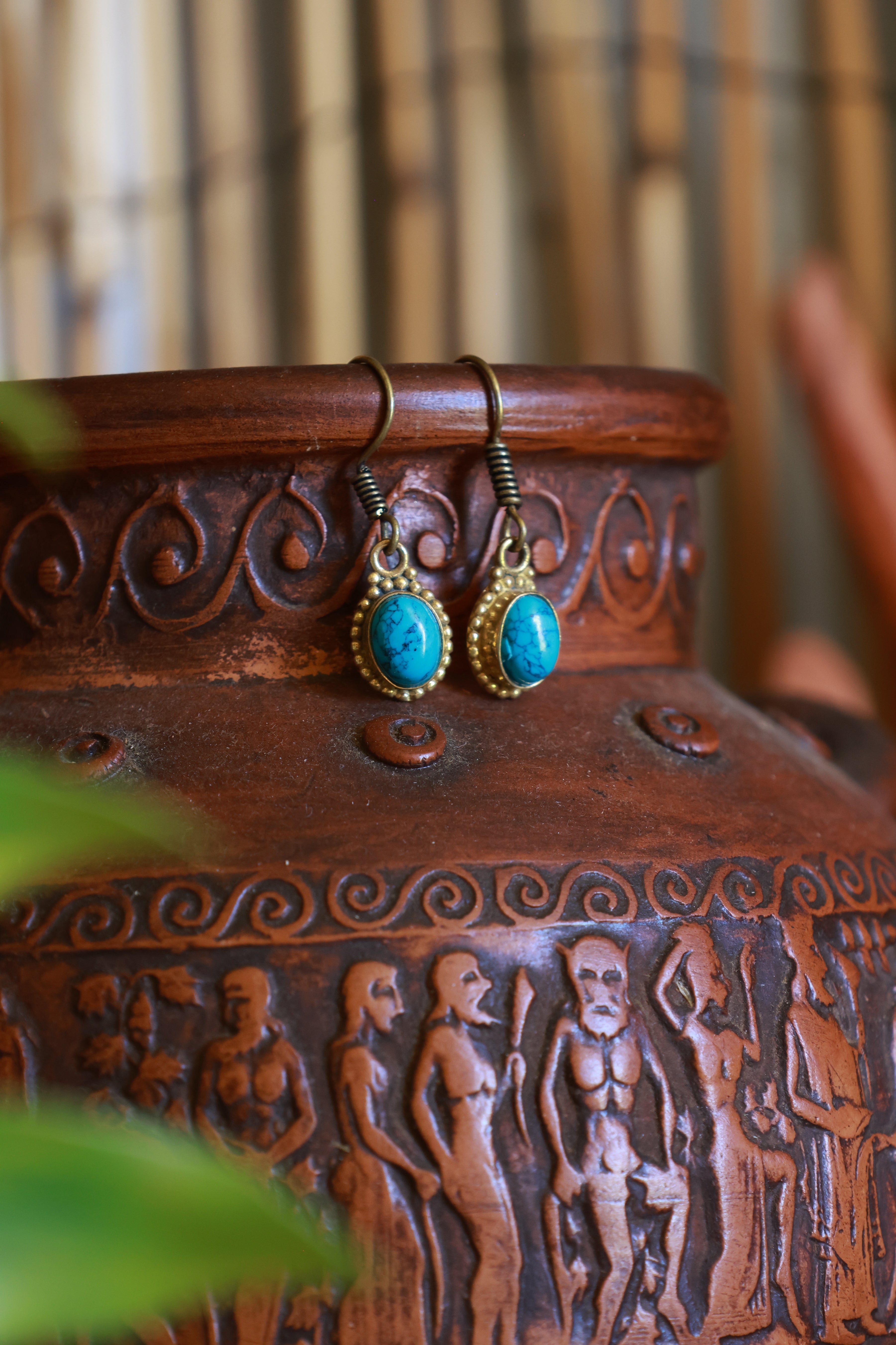 Brass earrings - oval