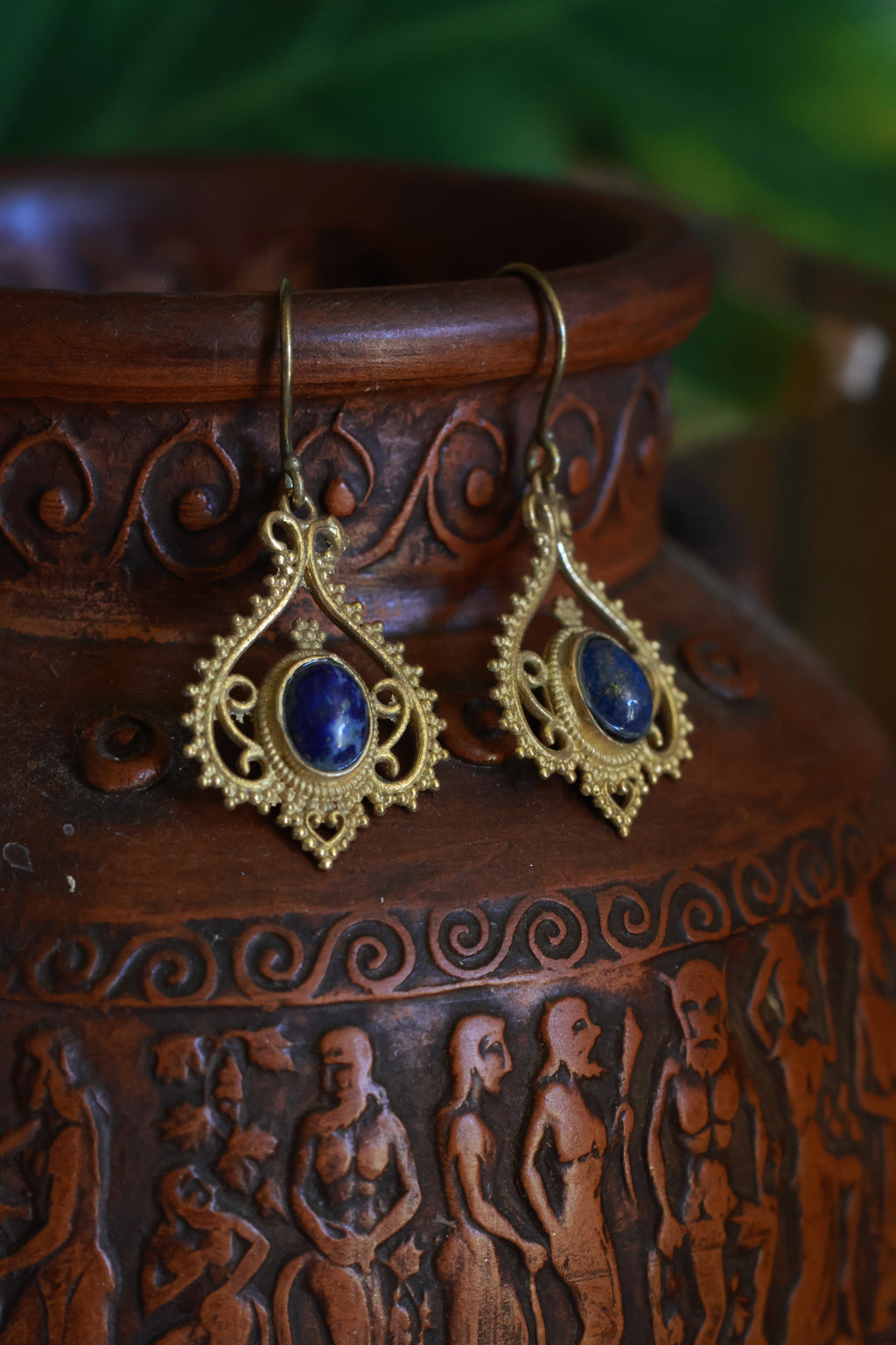 Brass earrings - pear shape