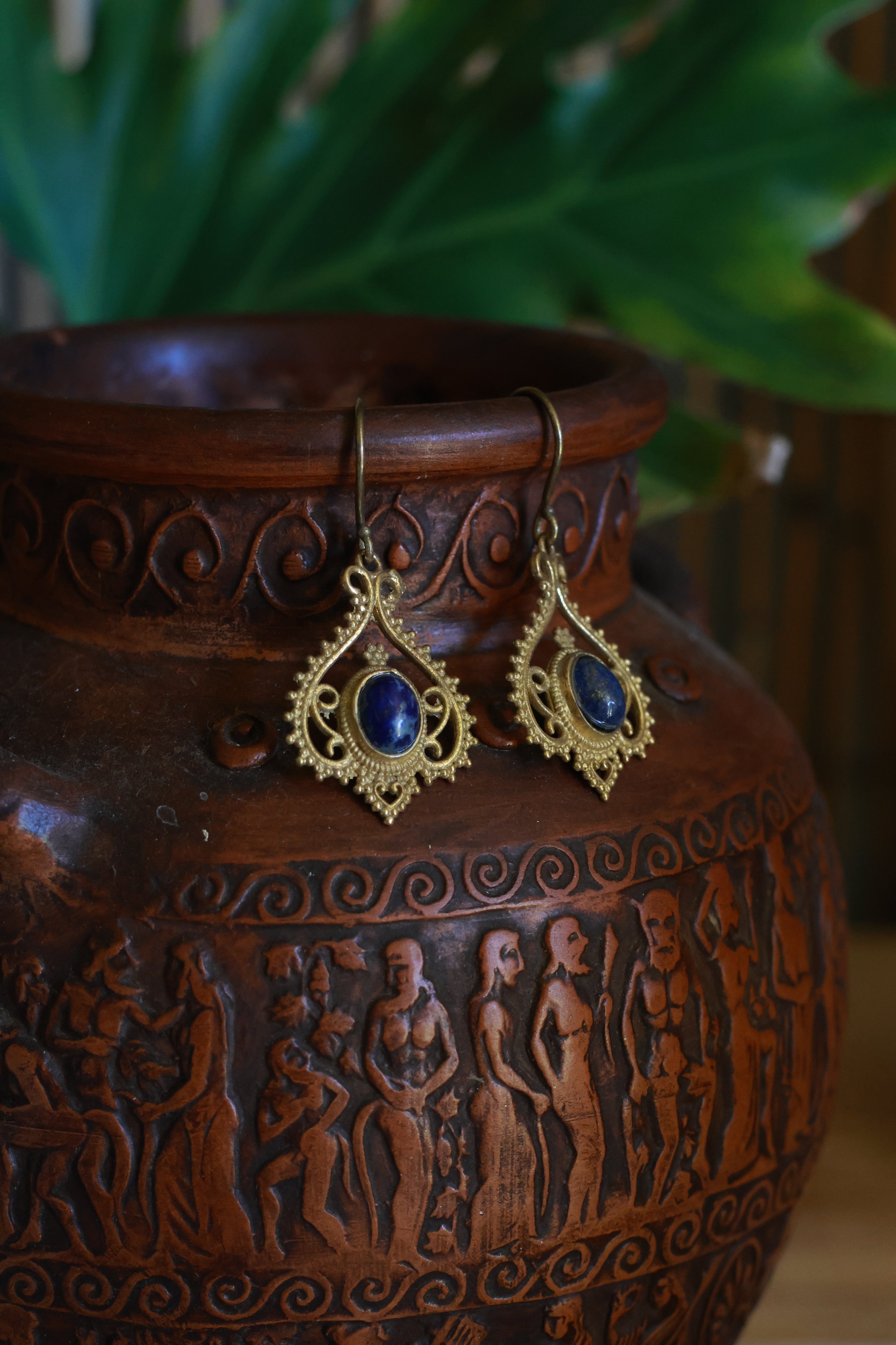 Brass earrings - pear shape