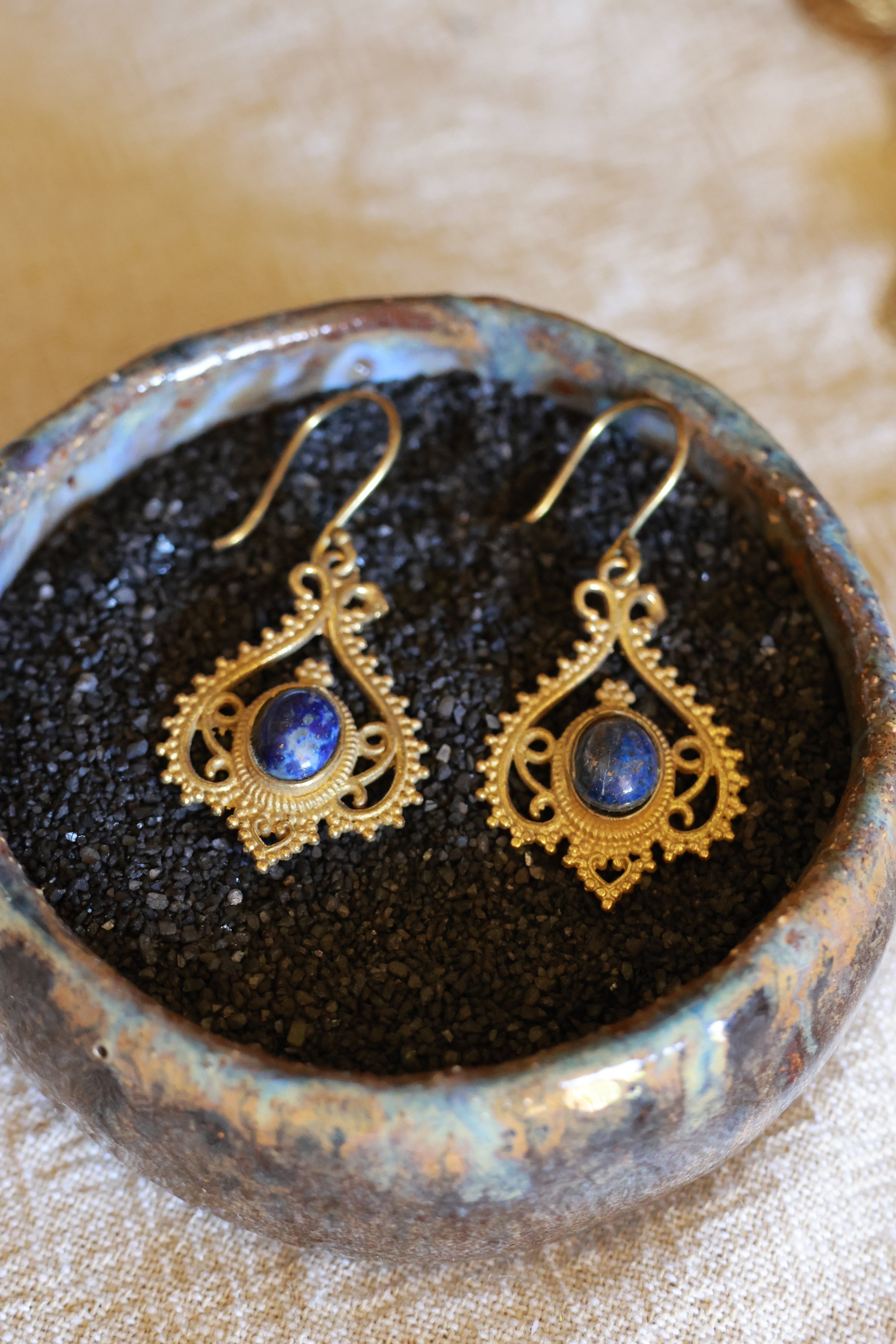 Brass earrings - pear shape