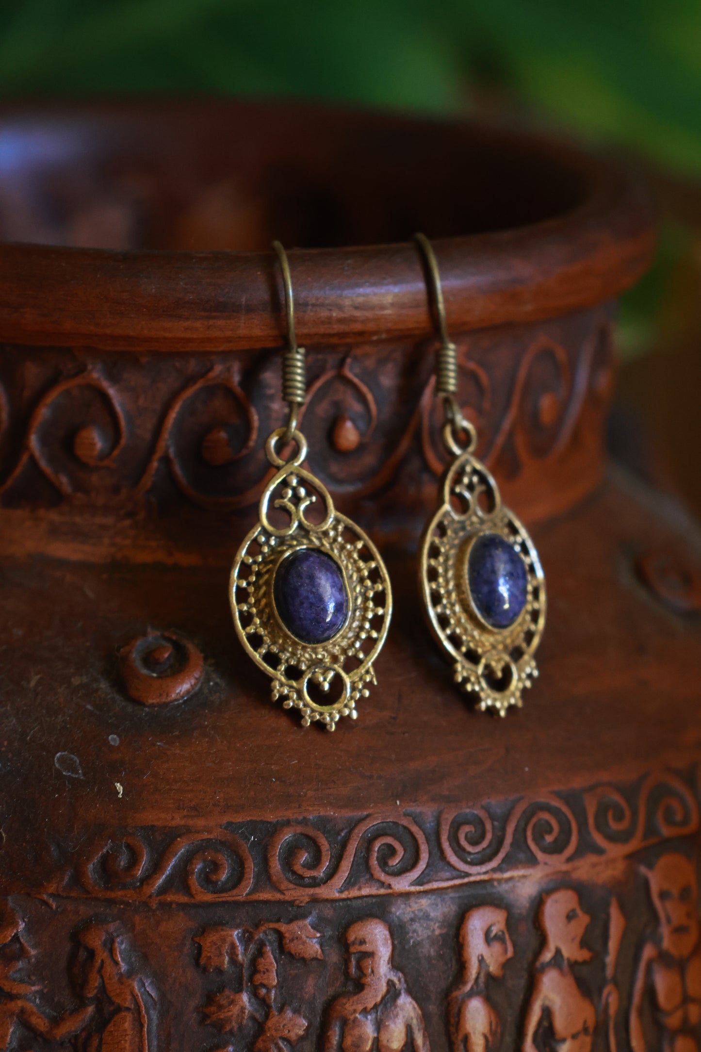 Brass earrings - Large oval