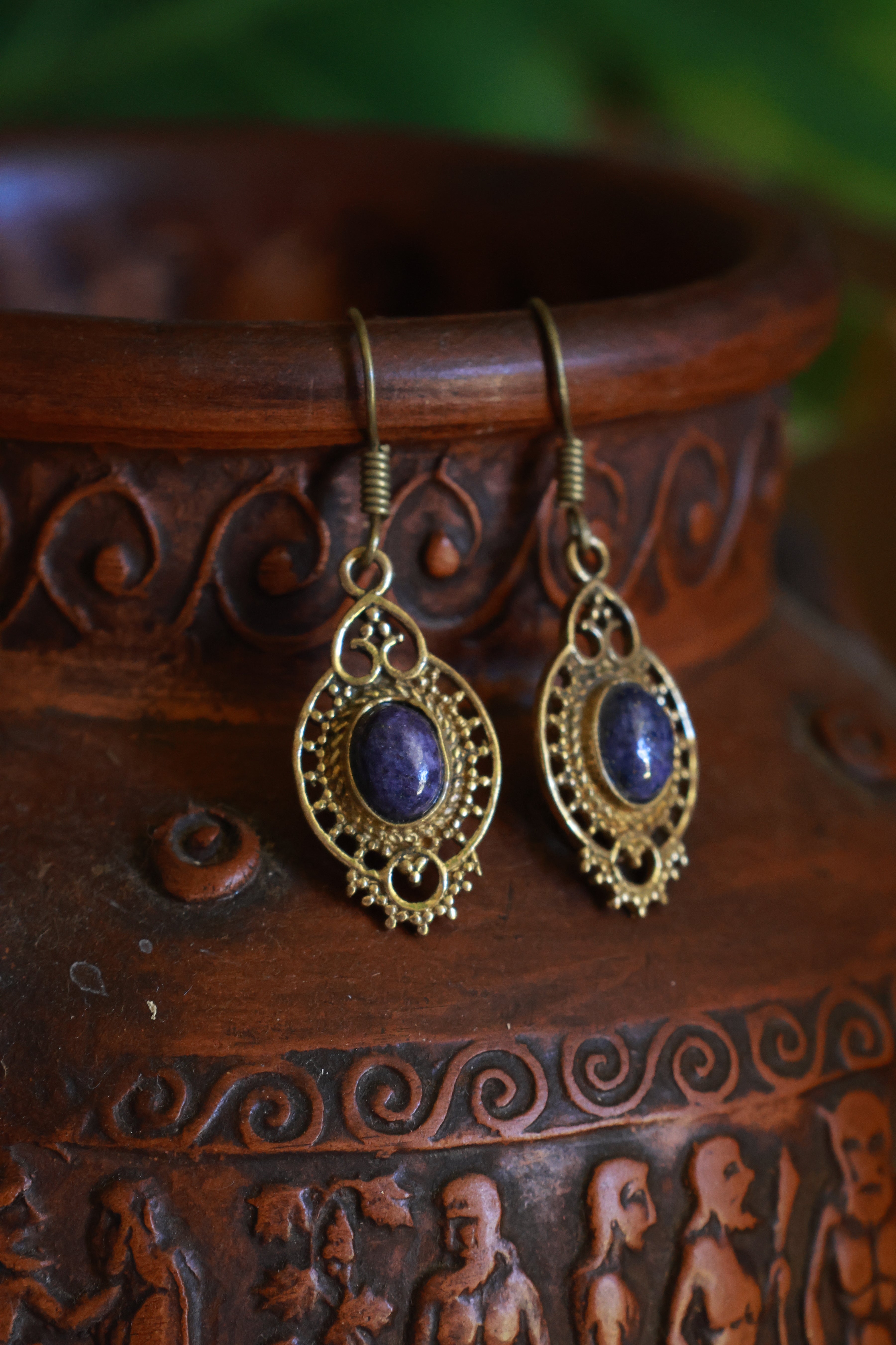 Brass earrings - Large oval