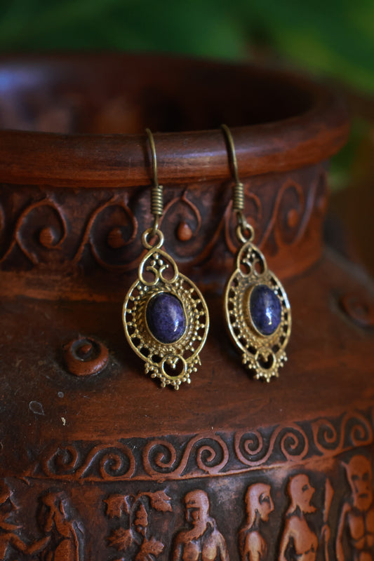 Brass earrings - Large oval