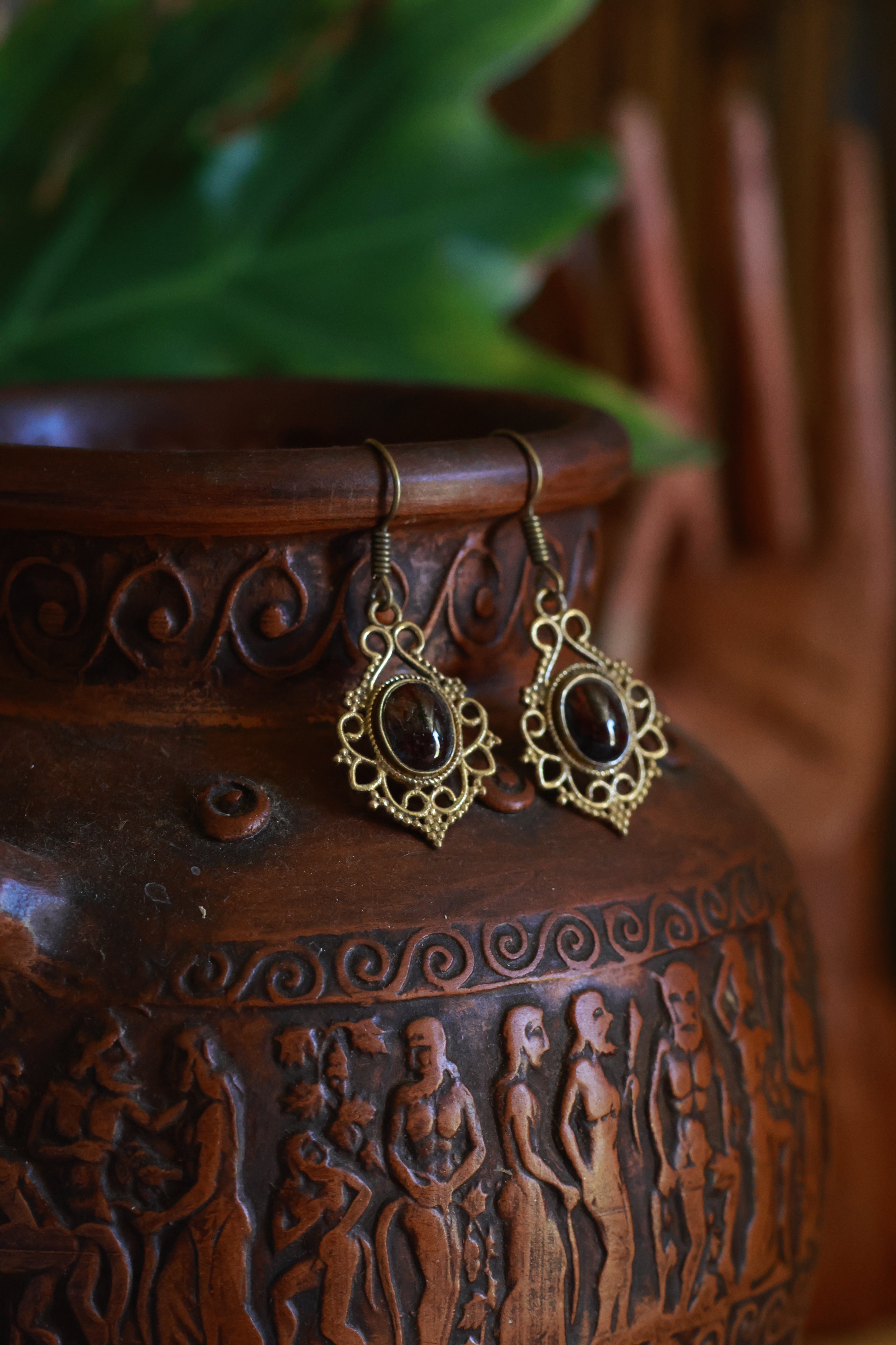 Brass earrings - diamond shape