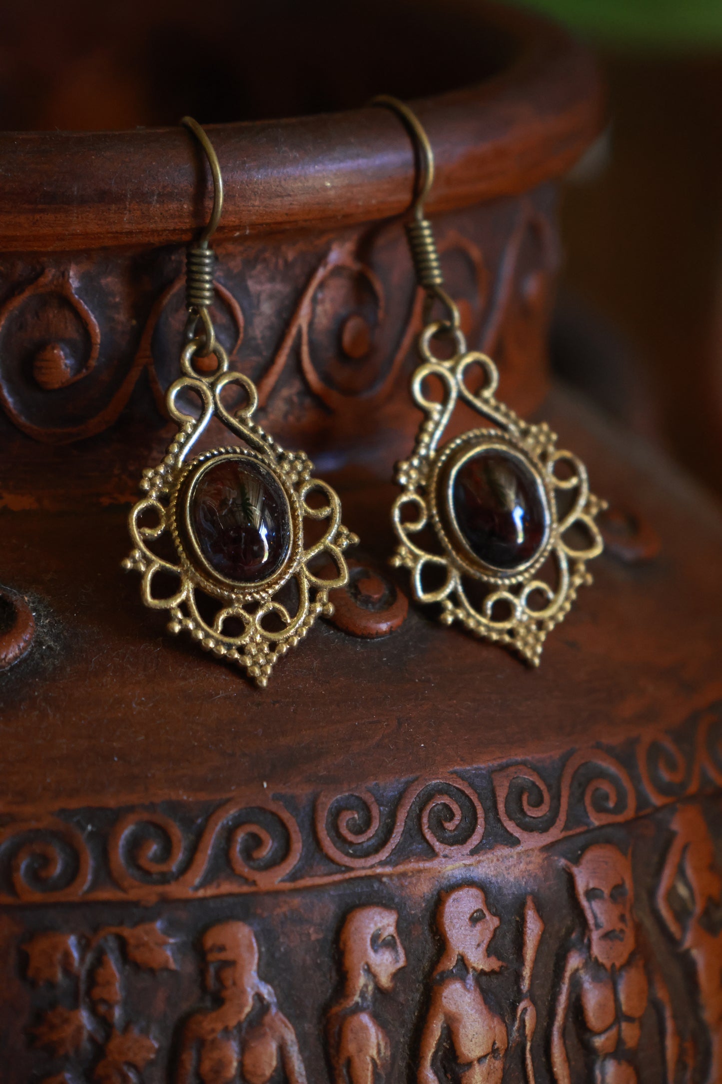 Brass earrings - diamond shape