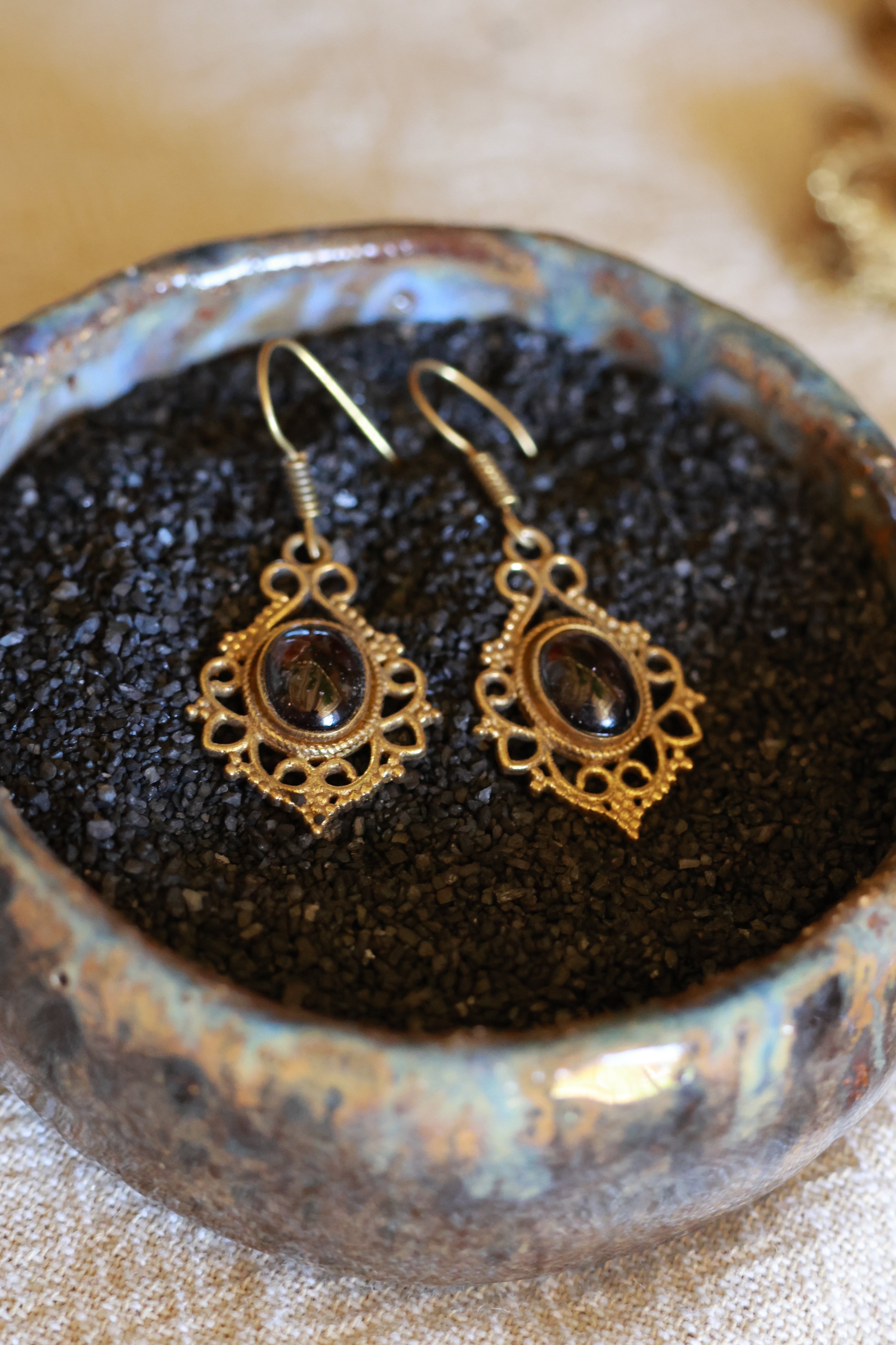 Brass earrings - diamond shape