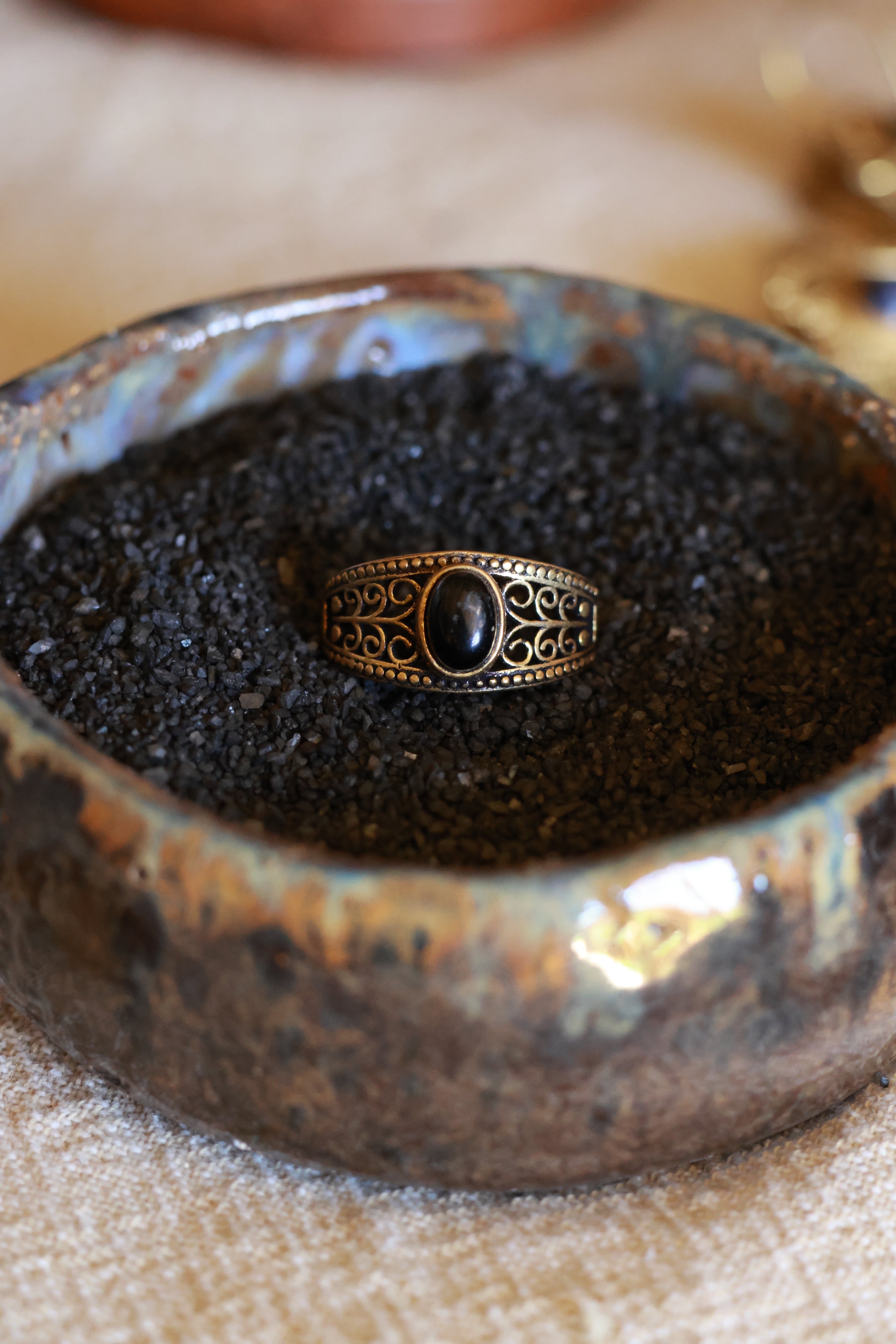 Brass filigree ring