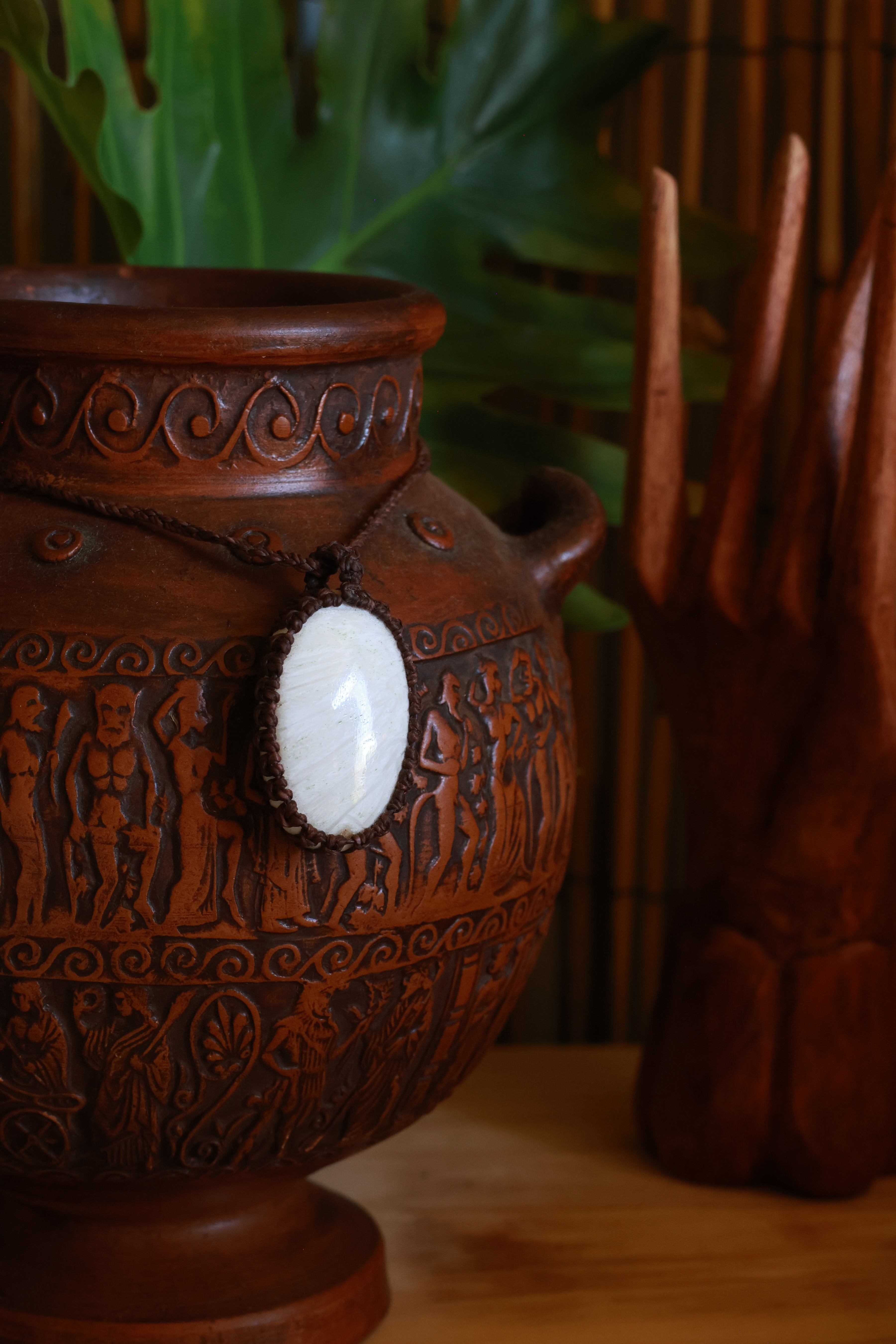 White scolcite pendant