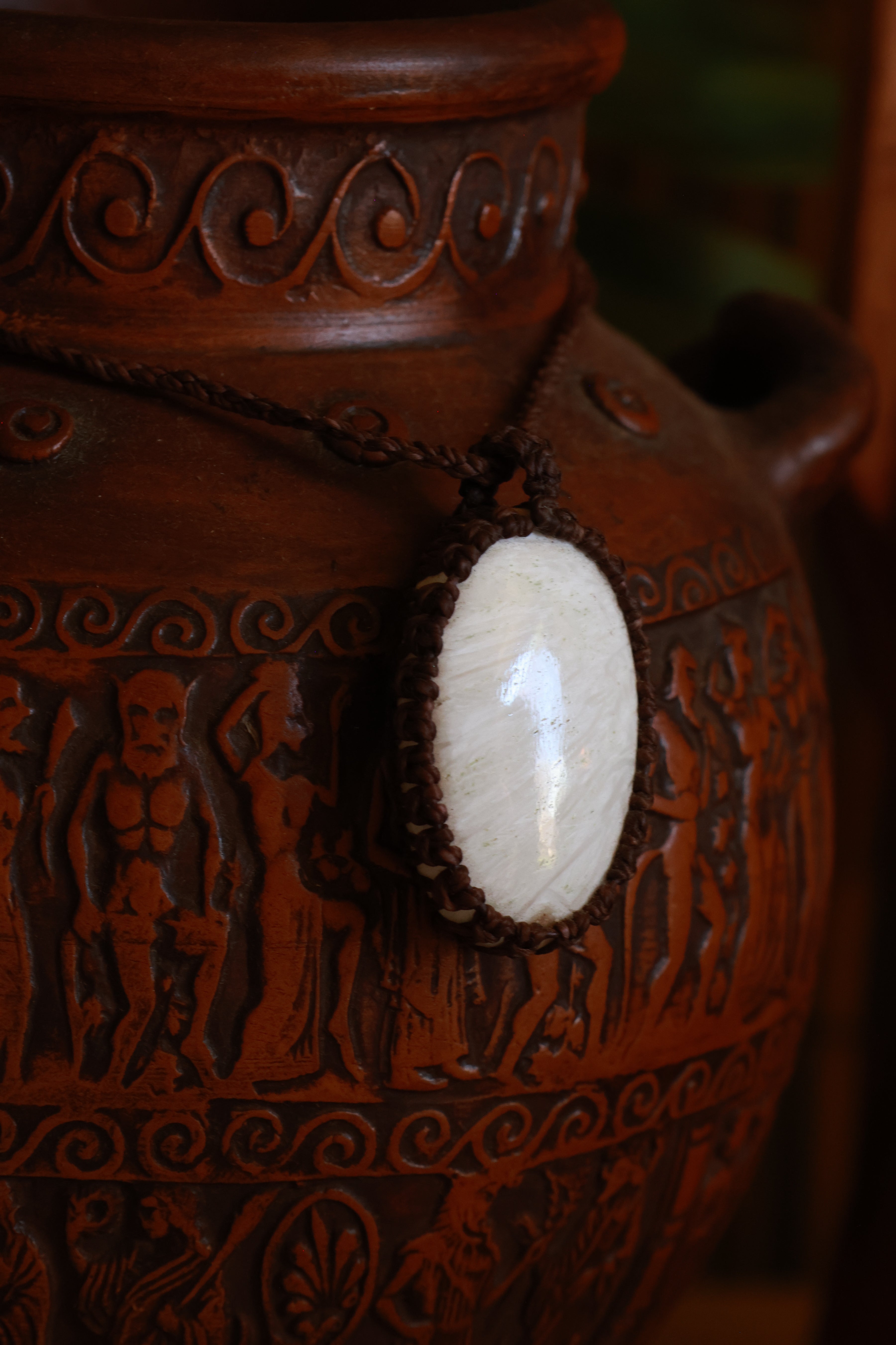 White scolcite pendant