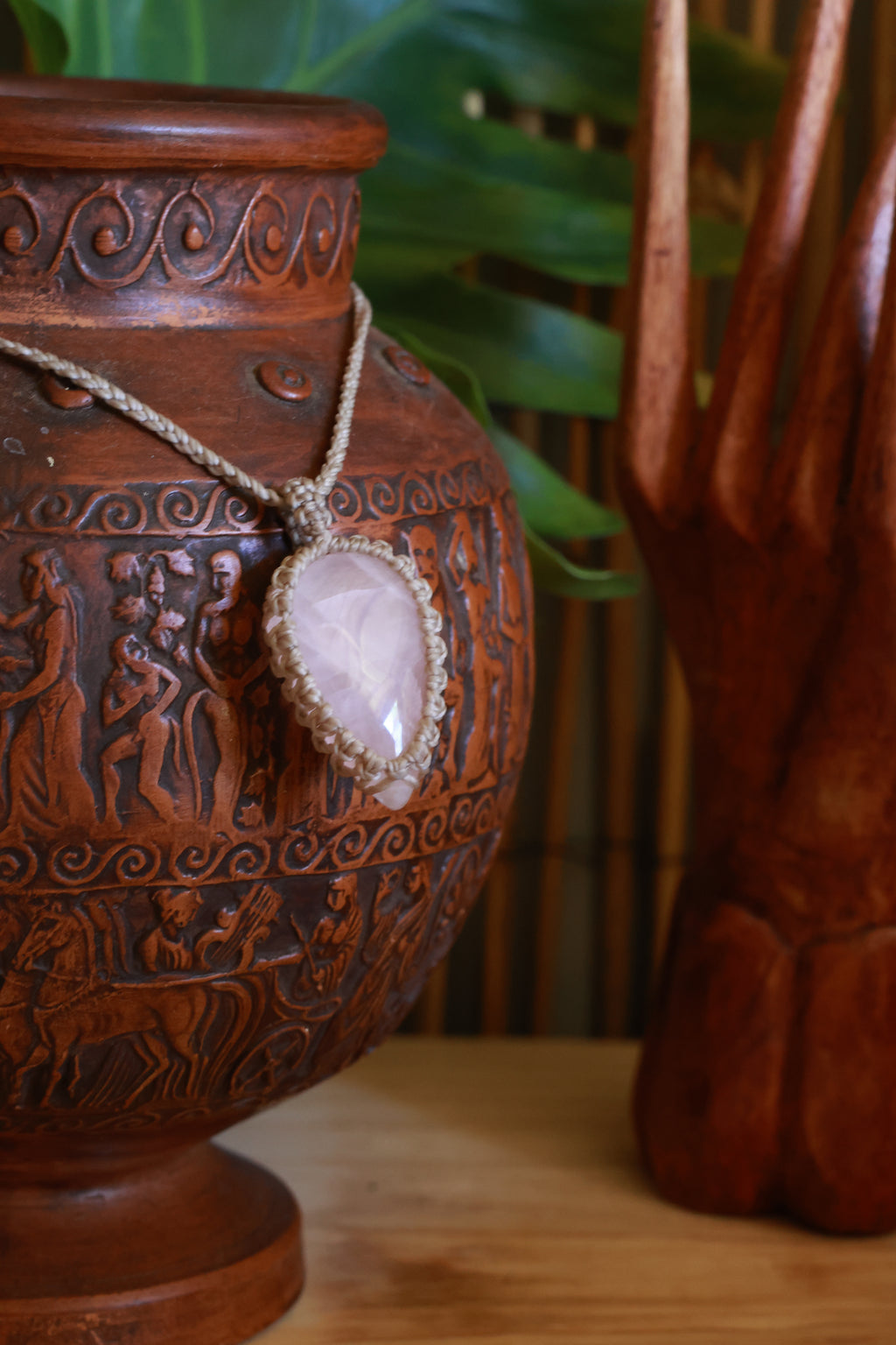 rose quartz necklace