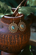 Brass Earrings - Sun Goddess Labradorite
