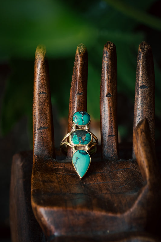 Handmade Triple turquoise ring