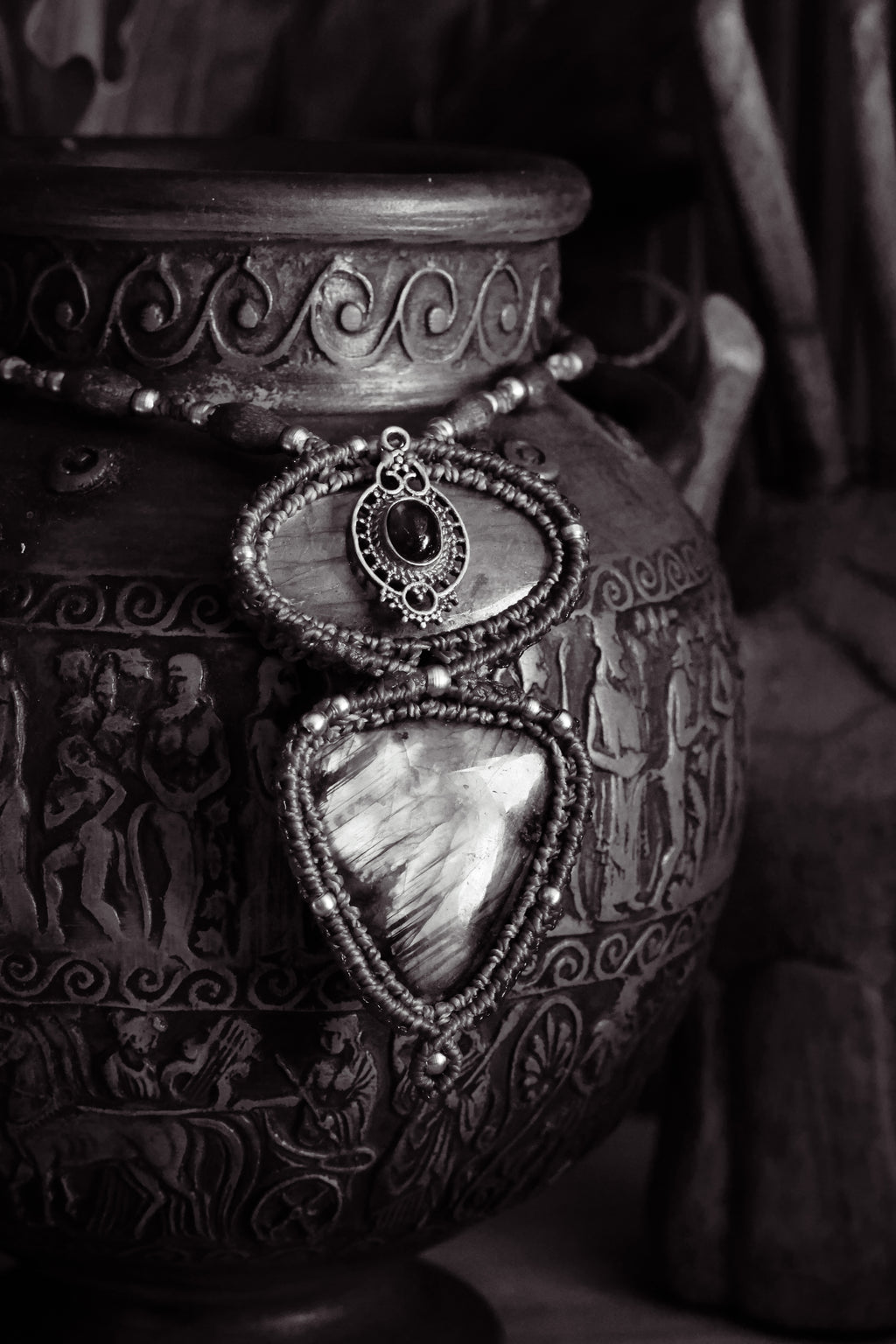 Double labradorite pendant necklace