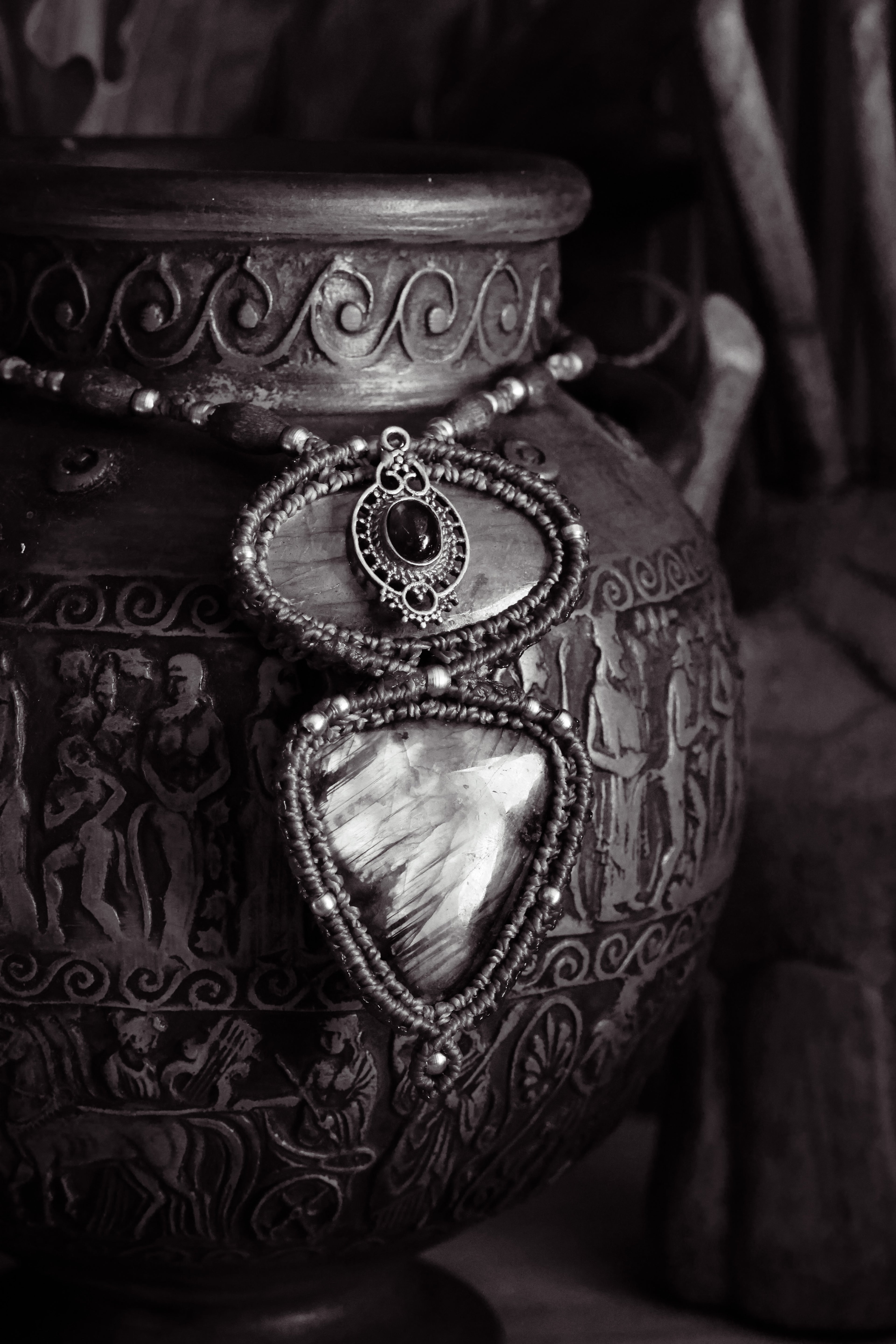 Double labradorite pendant necklace