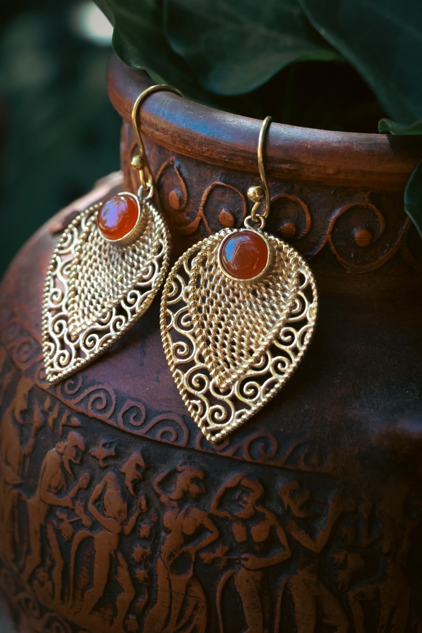 Brass Earrings - Leaf - Toumarine